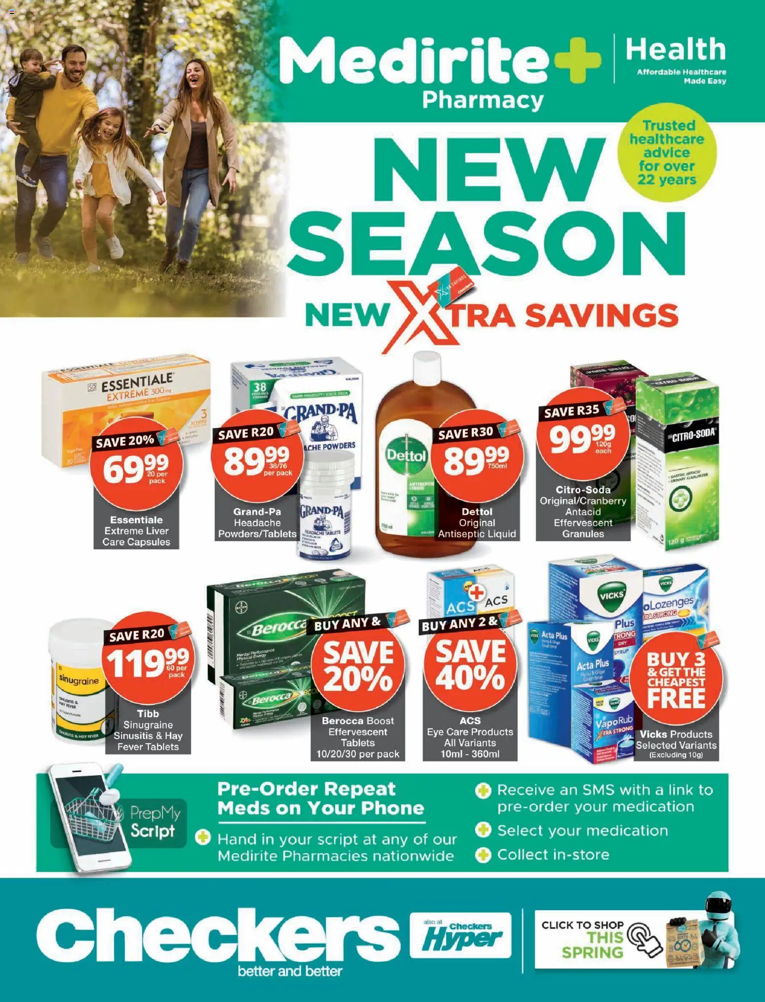 Preview of Checkers flyer valid from 21/09/2026 - Phone, Cough syrup, Liver, Syrup, Antiseptic liquid