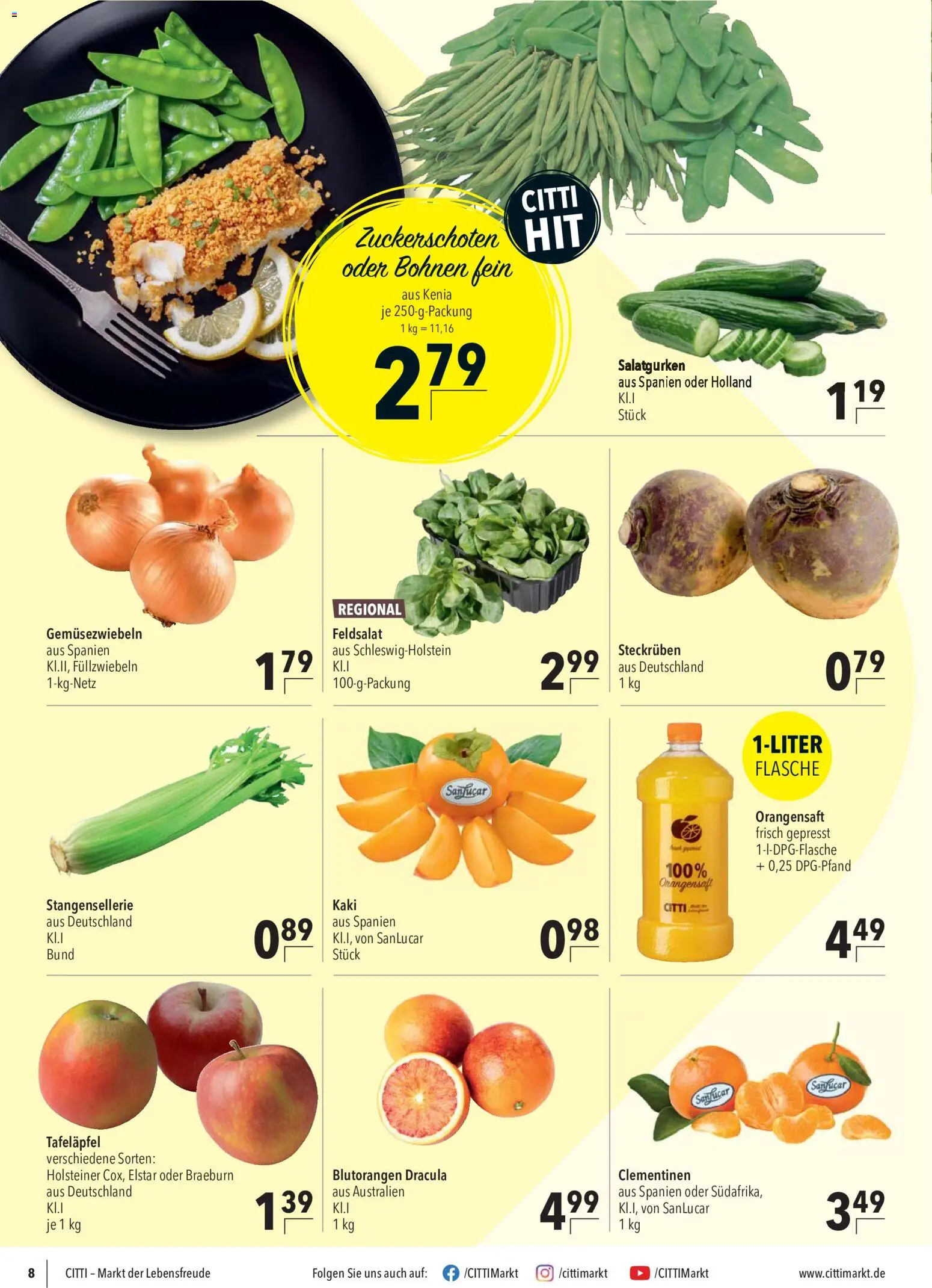 Vorschau von dem Prospekt des Geschäftes CITTI Markt, gültig ab dem 28.10.2026 - Kaki, Orangensaft
