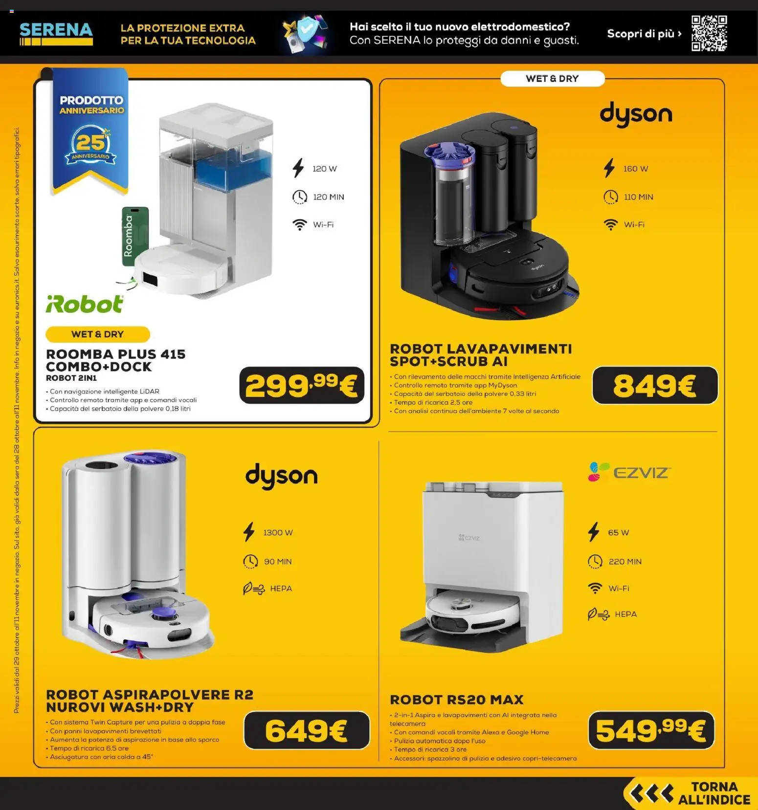 Anteprima dell'opuscolo Euronics Black Friday dal negozio Euronics valido da 29/10/2026 - Dyson, Aspirapolvere, Robot aspirapolvere, Robot, Navigazione, Panni