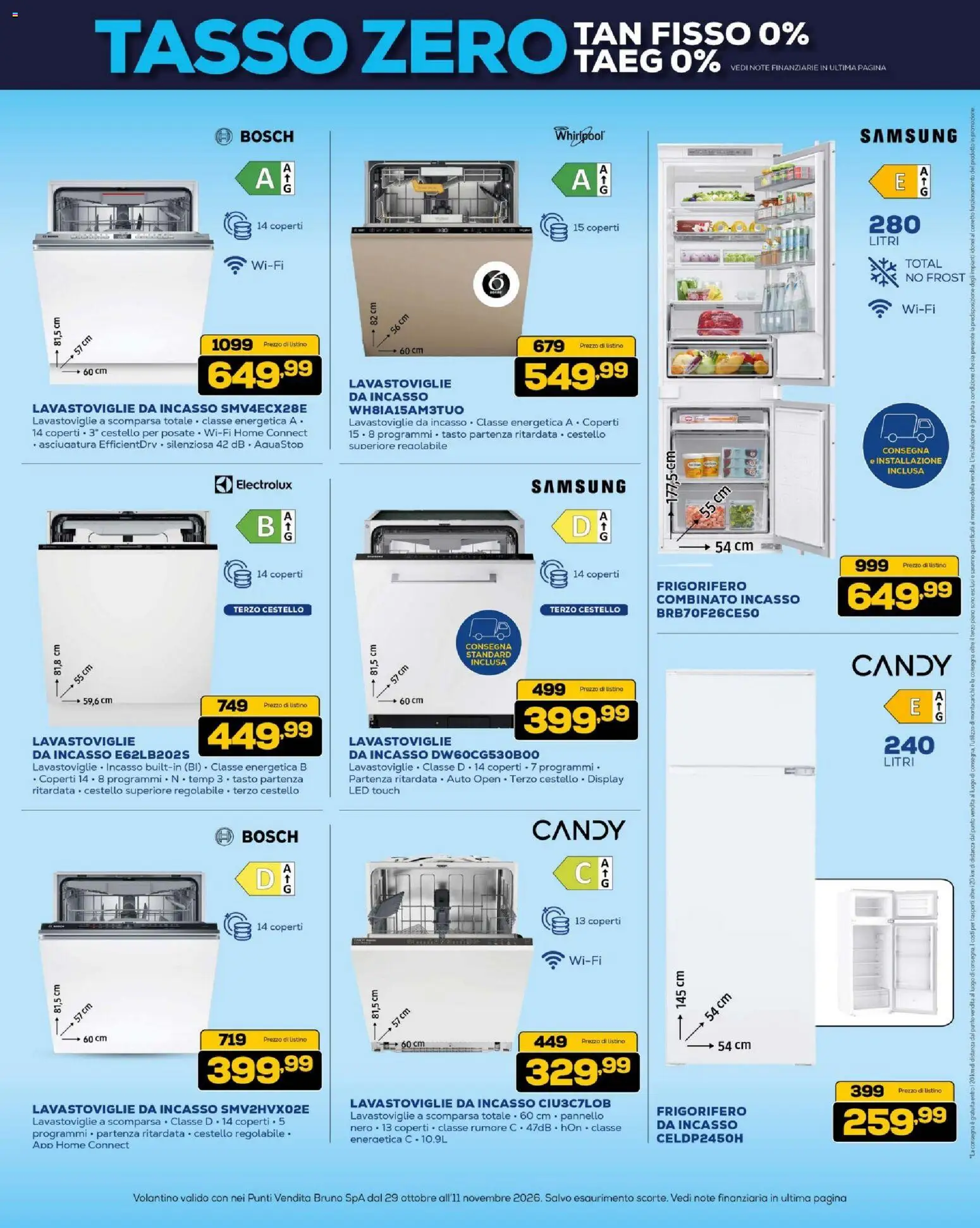 Anteprima dell'opuscolo BRUNO Black Friday dal negozio BRUNO valido da 29/10/2026 - Samsung, Frigorifero, Lavastoviglie da incasso, Lavastoviglie, Posate, Frigorifero combinato