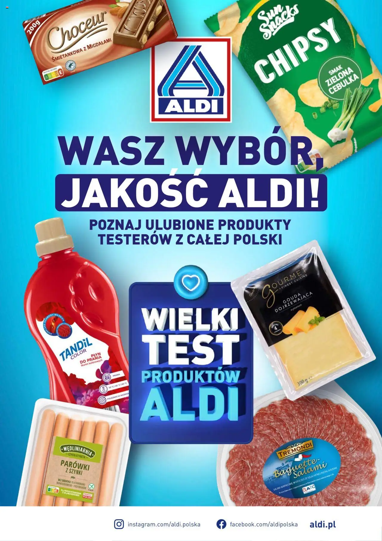Pogląd gazetki "Wielki test" ze sklepu Aldi ważnej od 17.02.2025 - Chipsy, Salami, Parówki, Parówki z szynki