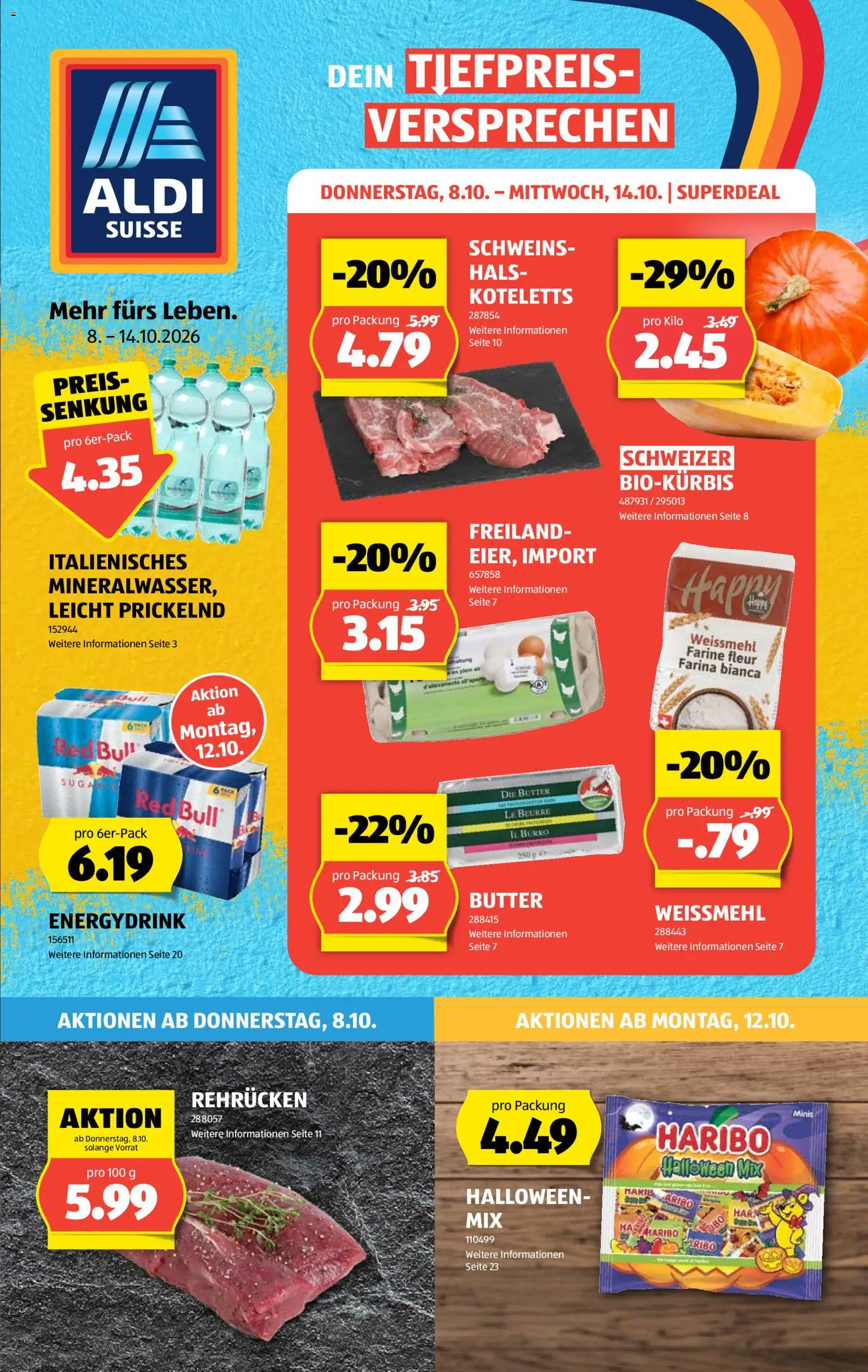 Vorschau des Merkblatts Aldi aktionen vom Shop Aldi gültig von 08.10.2026 bis 14.10.2026 - Red bull, Butter