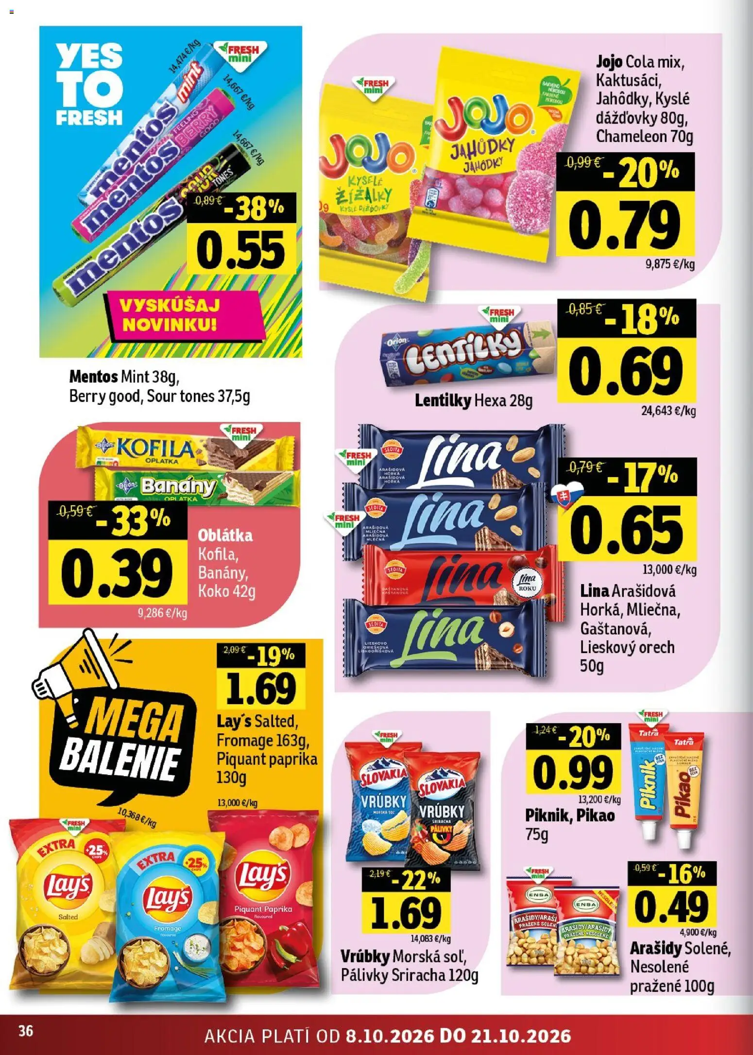 Náhľad Fresh letáku platného od 08.10.2026 - Paprika, Cola, Arašidy, Banány