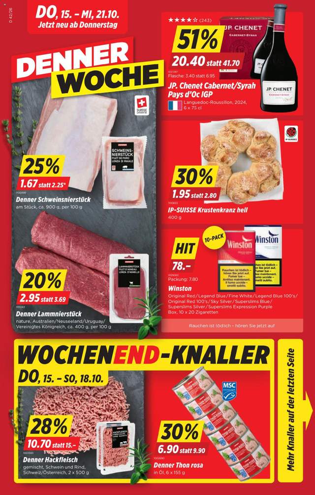 Neue Denner Aktionen ab 15.10.