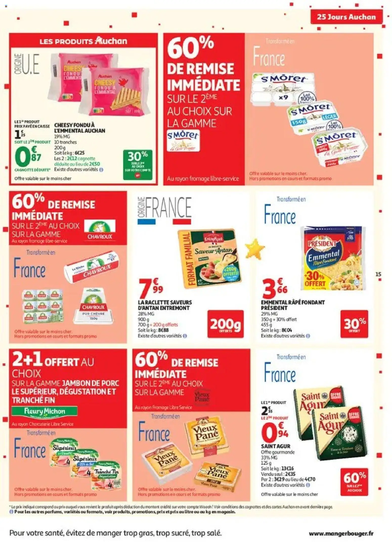 Prévisualisation de Auchan 25 jours 1 supers du magasin Auchan formulaire valide 27/10/2026 - Raclette, Fromage, Charcuterie, Jambon, Emmental, Porc, Fromage de chèvre, Râpe
