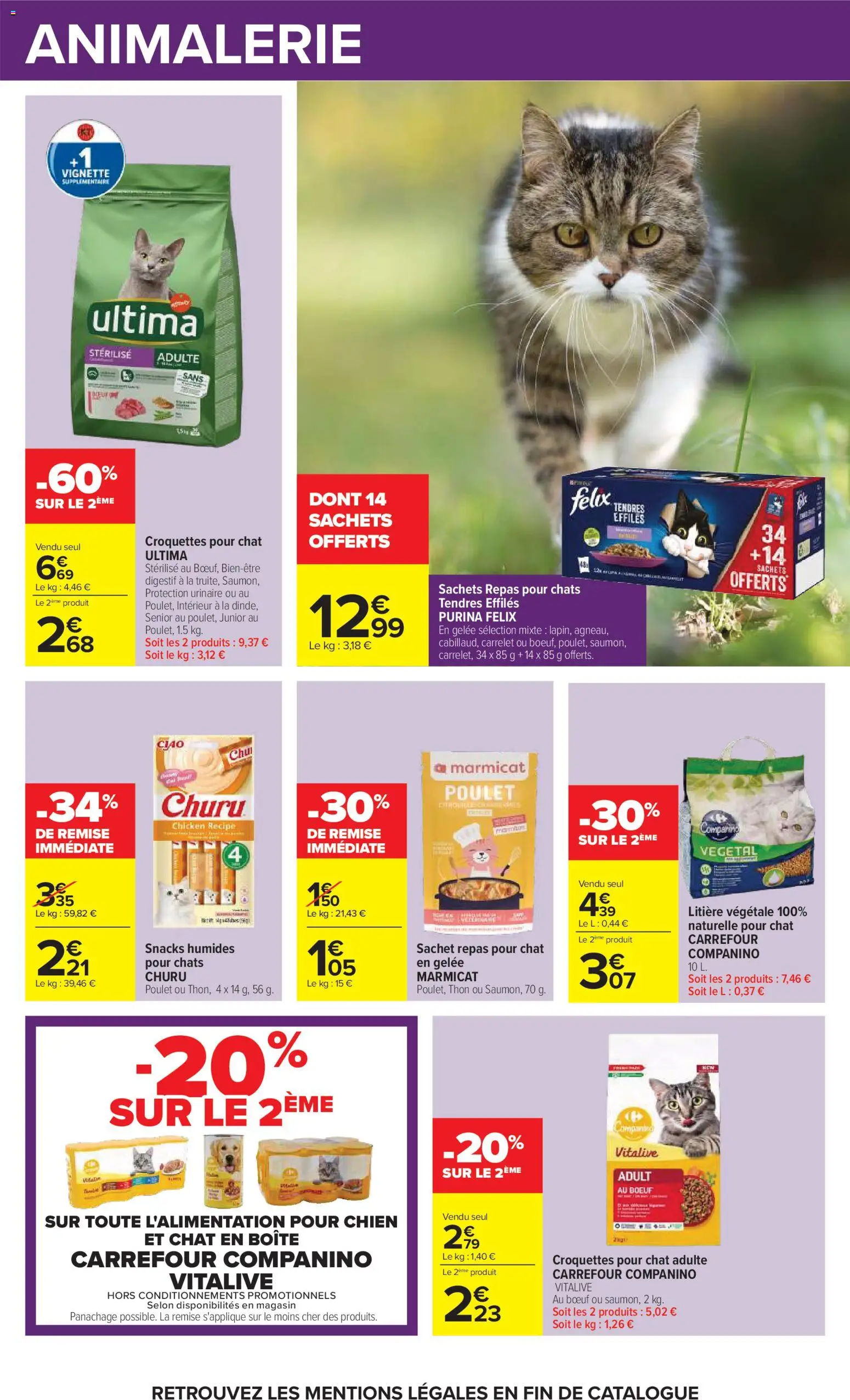 Prévisualisation de Carrefour Petit déjeuner du magasin Carrefour formulaire valide 03/11/2026 - Snacks, Poulet, Croquettes pour chat, Thon, Croquettes, Litière, Digestif, Gelée
