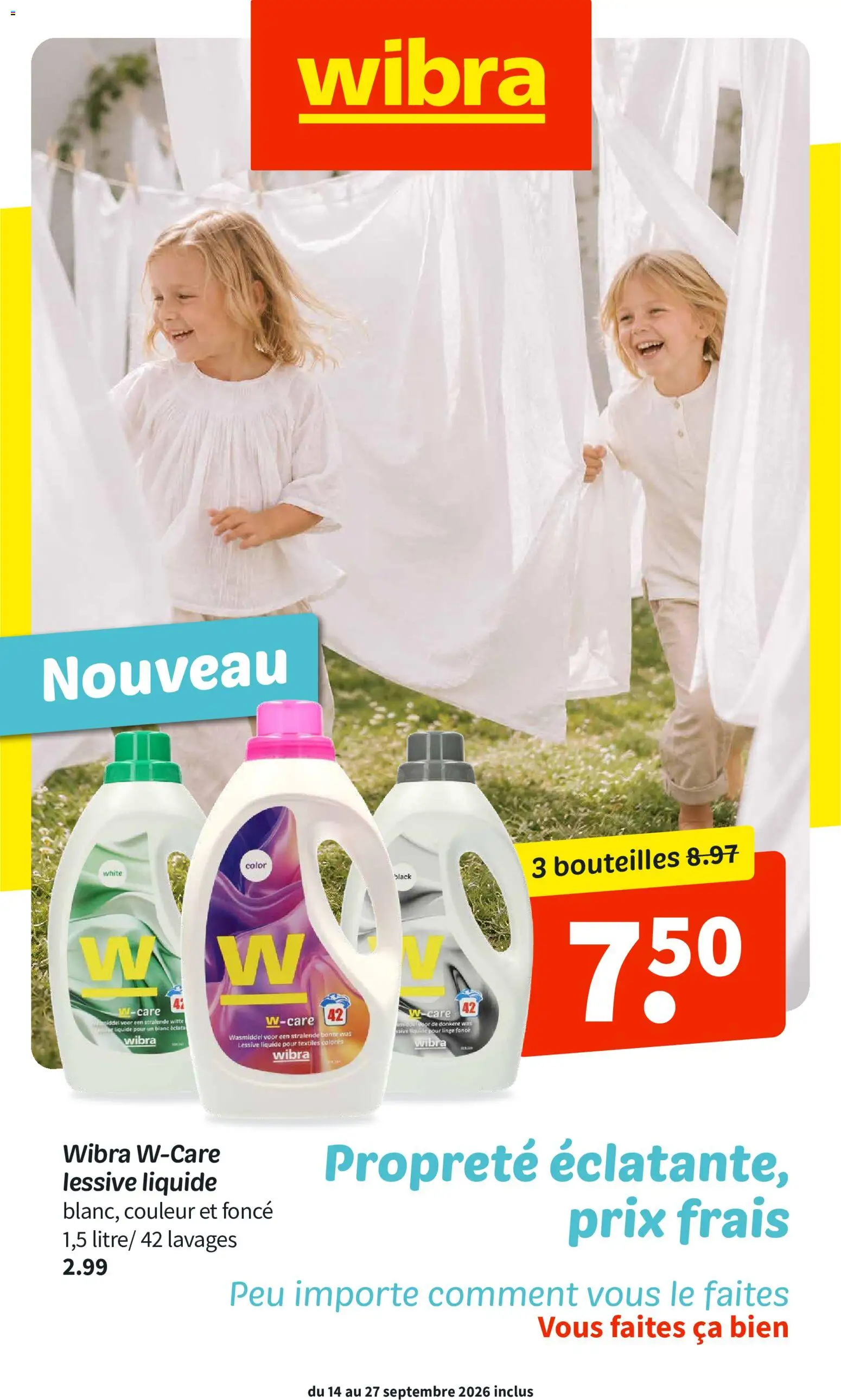 Prévisualisation de Wibra catalouge du magasin Wibra formulaire valide 14/09/2026 - Lessive, Lessive Liquide