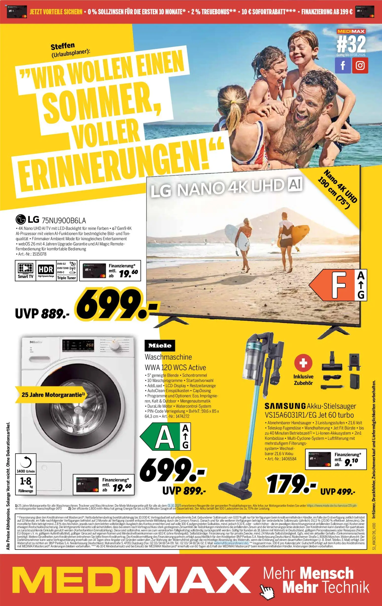 Vorschau von dem Prospekt des Geschäftes Medimax, gültig ab dem 01.08.2026 - Samsung, Waschmaschine, TV, Miele, LG, Trockner, Smart TV, Bürste