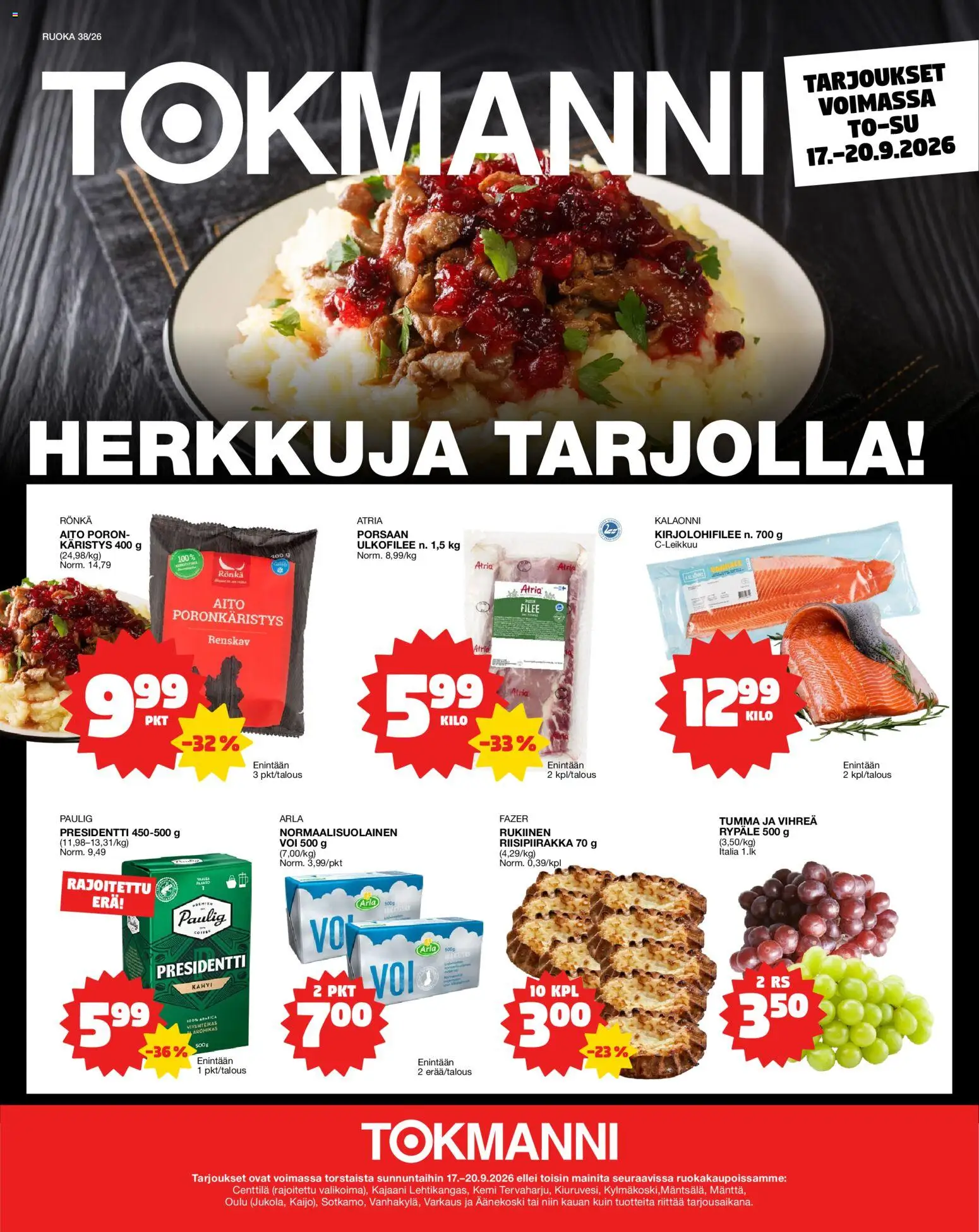 Kaupan Tokmanni Tokmanni - Ruokasanomat esikatselu, voimassa 17/09/2026