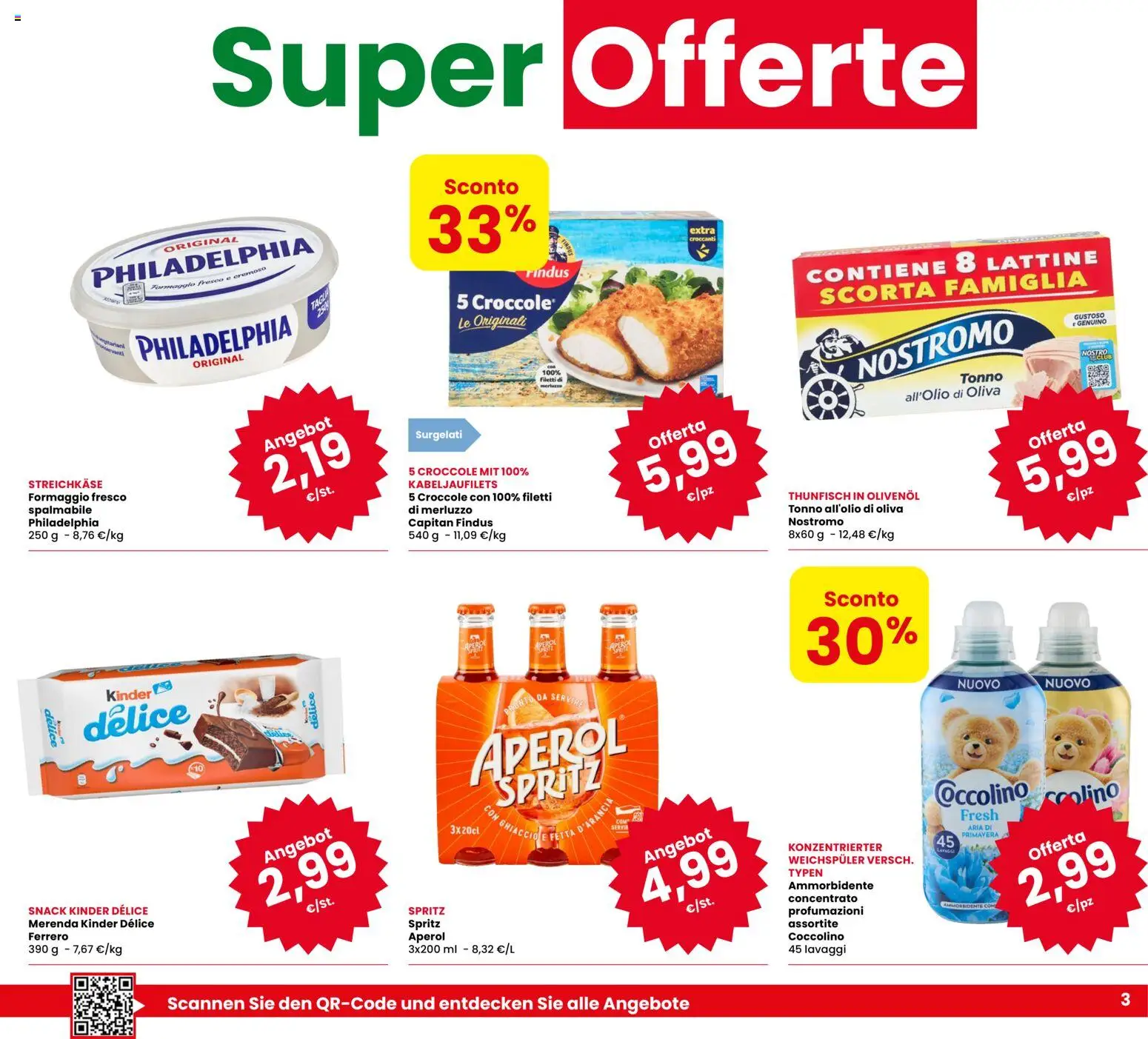 Anteprima dell'opuscolo Eurospar volantino Ora dal negozio Eurospar valido da 29/10/2026 - Aperol, Formaggio, Tonno, Merluzzo, Ghiaccio, Ammorbidente, Formaggio fresco