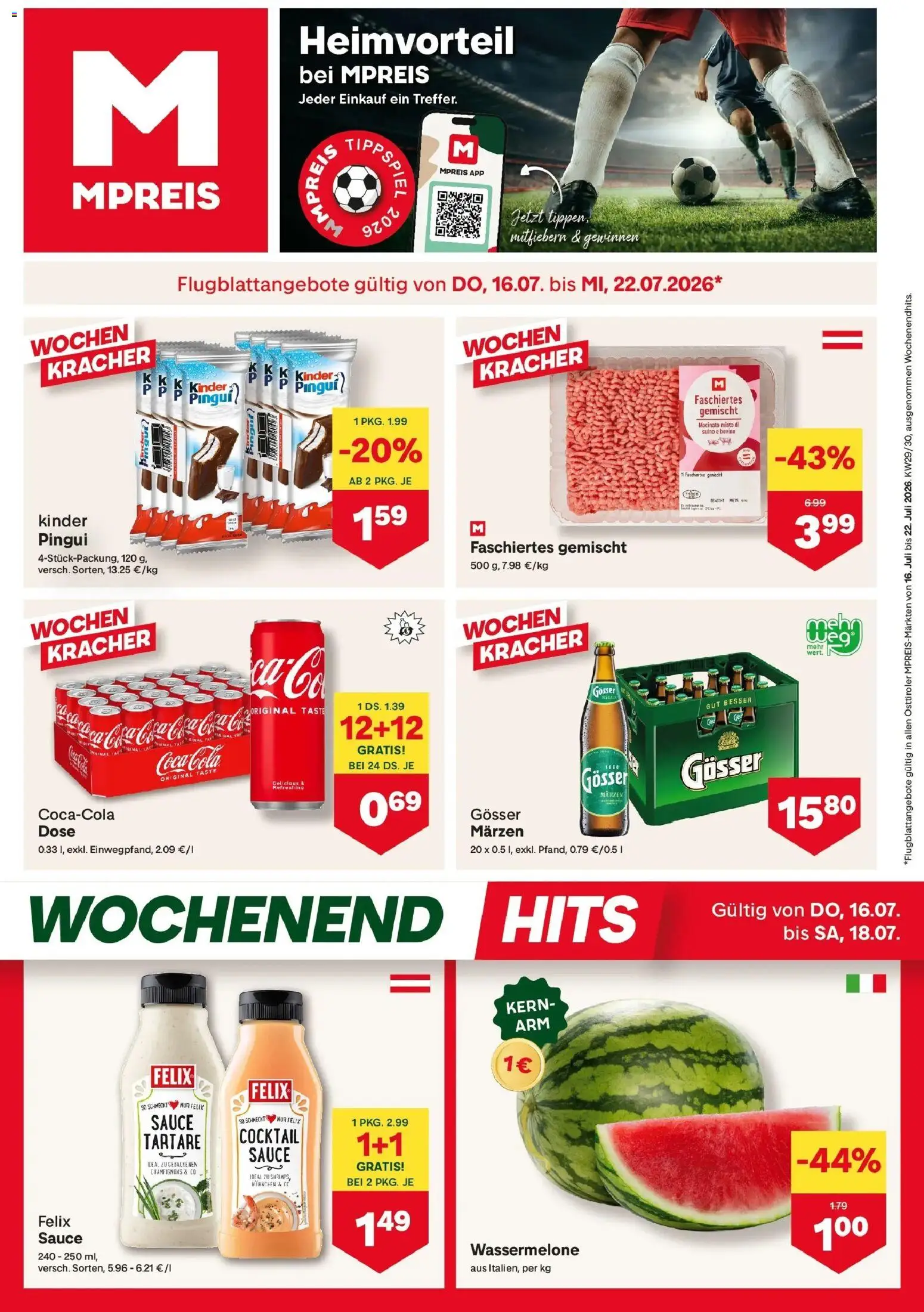 Vorschau der Angebote: MPREIS MPREIS Sillian gültig ab 16.07.2026 - Wassermelone