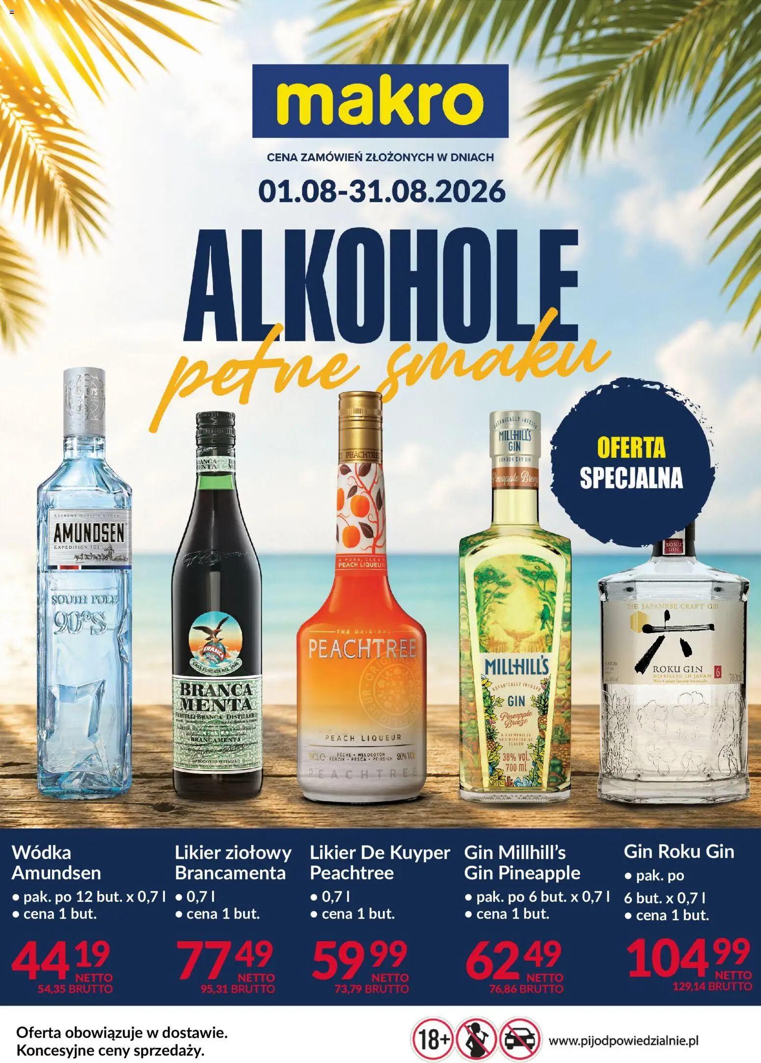 Pogląd gazetki "Makro gazetka - Alkohole pełne smaku" ze sklepu Makro ważnej od 01.08.2026 - Alkohole, Wódka, Gin, Likier ziołowy, London dry gin