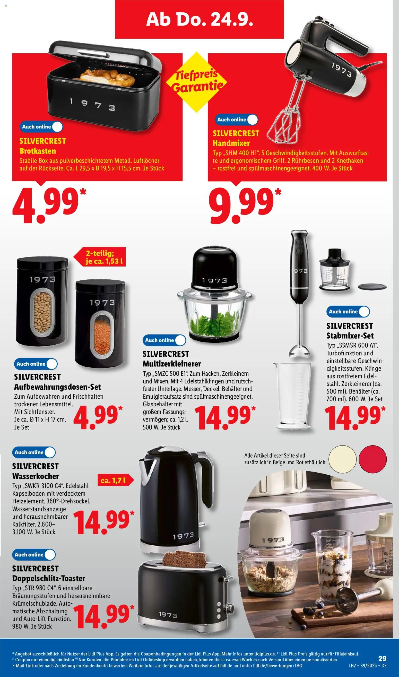 Vorschau von dem Prospekt des Geschäftes Lidl, gültig ab dem 21.09.2026 - Wasserkocher, Mixer, Toaster, Box, Handmixer, Rührbesen