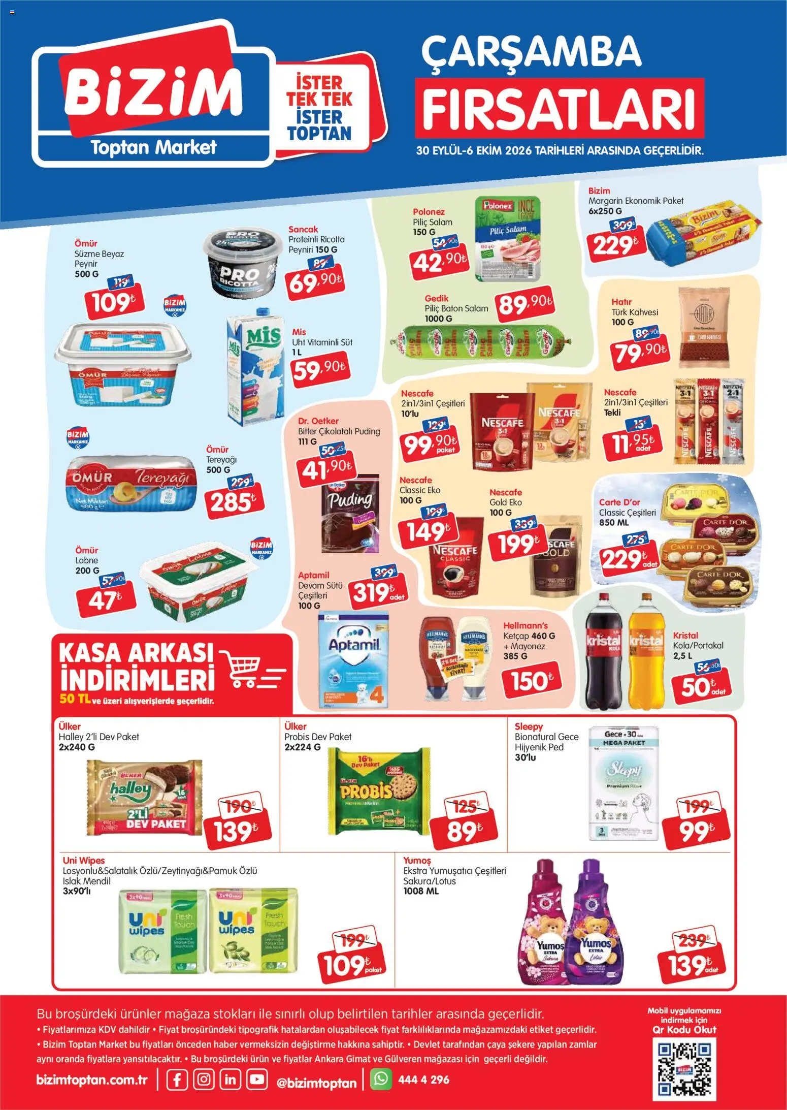 Bizim Toptan Bizim Toptan - Haftalık katalog 30.09.2026 - Broşürünün önizlemesi - Peynir, Süt, Kasa, Yumuşatıcı, Salam, Piliç, Ketçap, Mendil