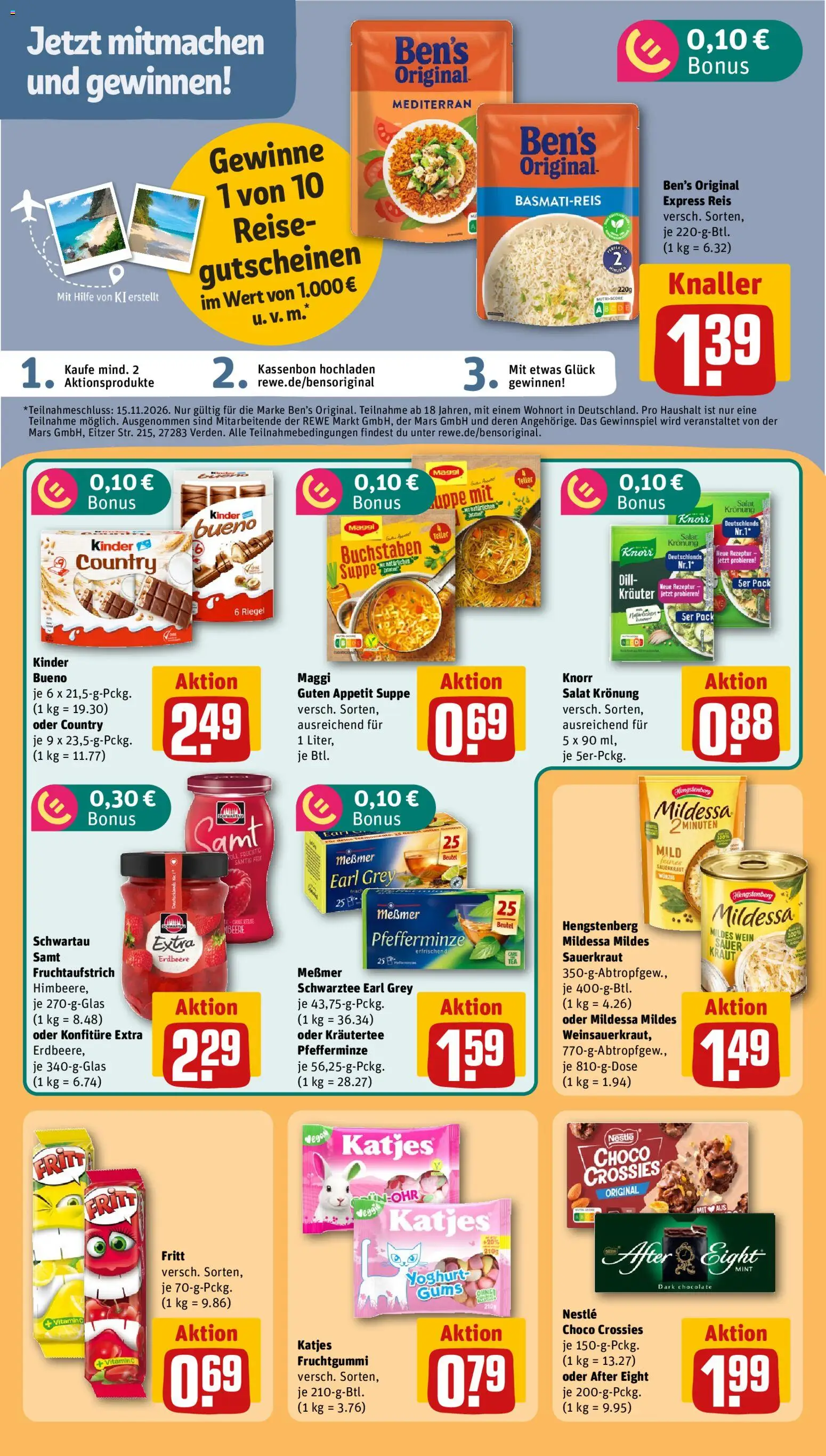 Vorschau von dem Prospekt des Geschäftes Rewe, gültig ab dem 07.09.2026 - Wein, Salat, Reis, Katjes, Dill, Knorr, Messmer, Kraut