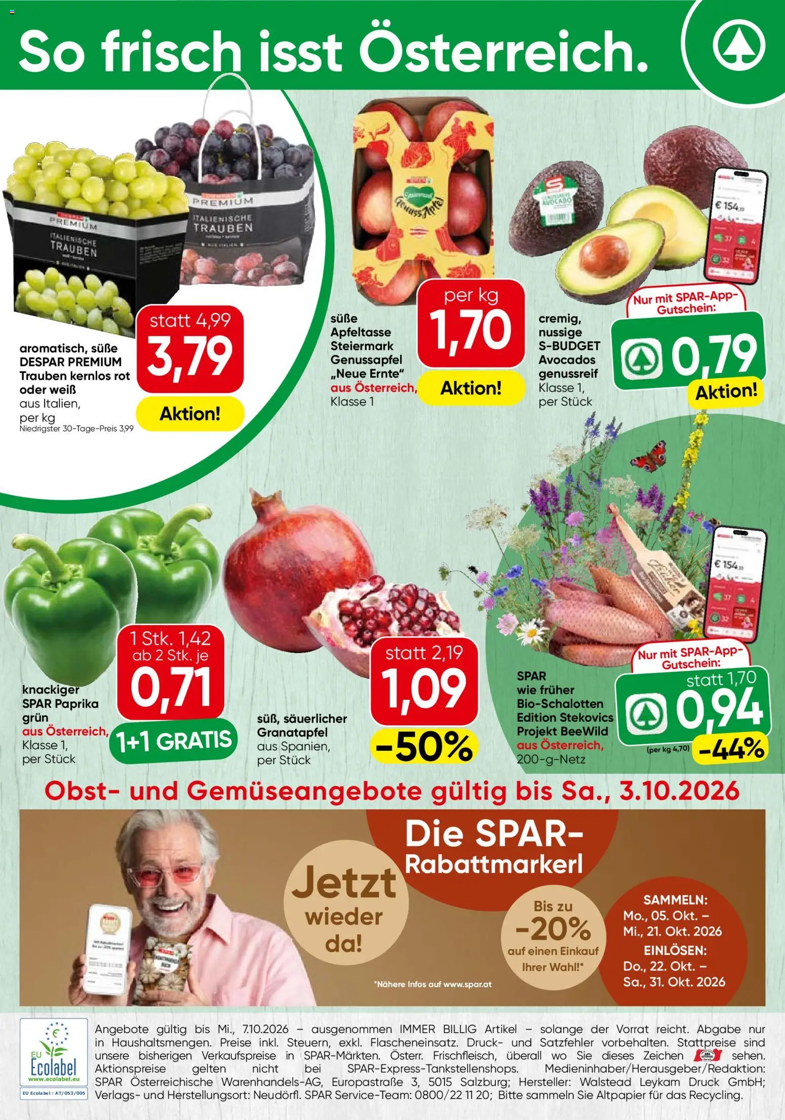 Vorschau der Angebote: Spar Spar Obst & Gemüse gültig ab 01.10.2026 - Obst