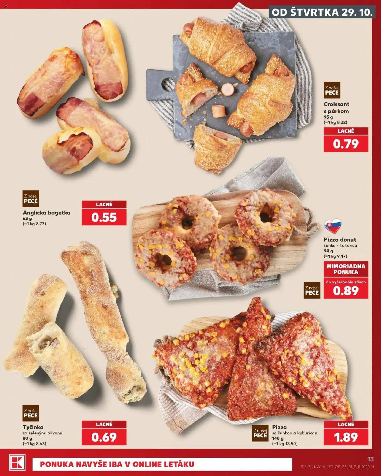 Náhľad Kaufland letáku platného od 29.10.2026 - Pizza, Croissant, Kukurica, Donut, Šunka