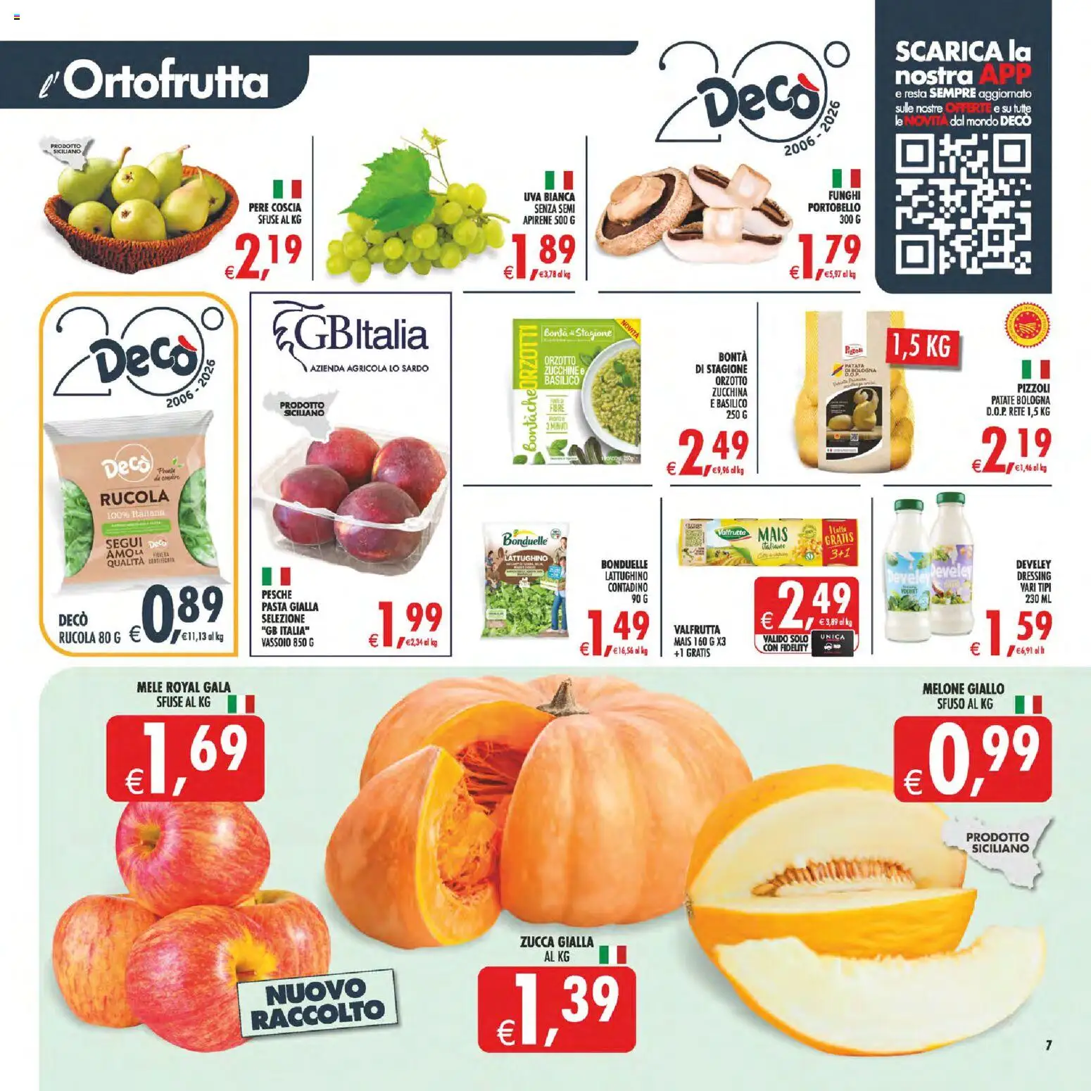 Anteprima dell'opuscolo Decò volantino Maxistore, Supermercati Lipari dal negozio Decò valido da 01/09/2026 - Funghi, Zucchine, Patate, Uva, Melone, Mele, Pesche, Vassoio