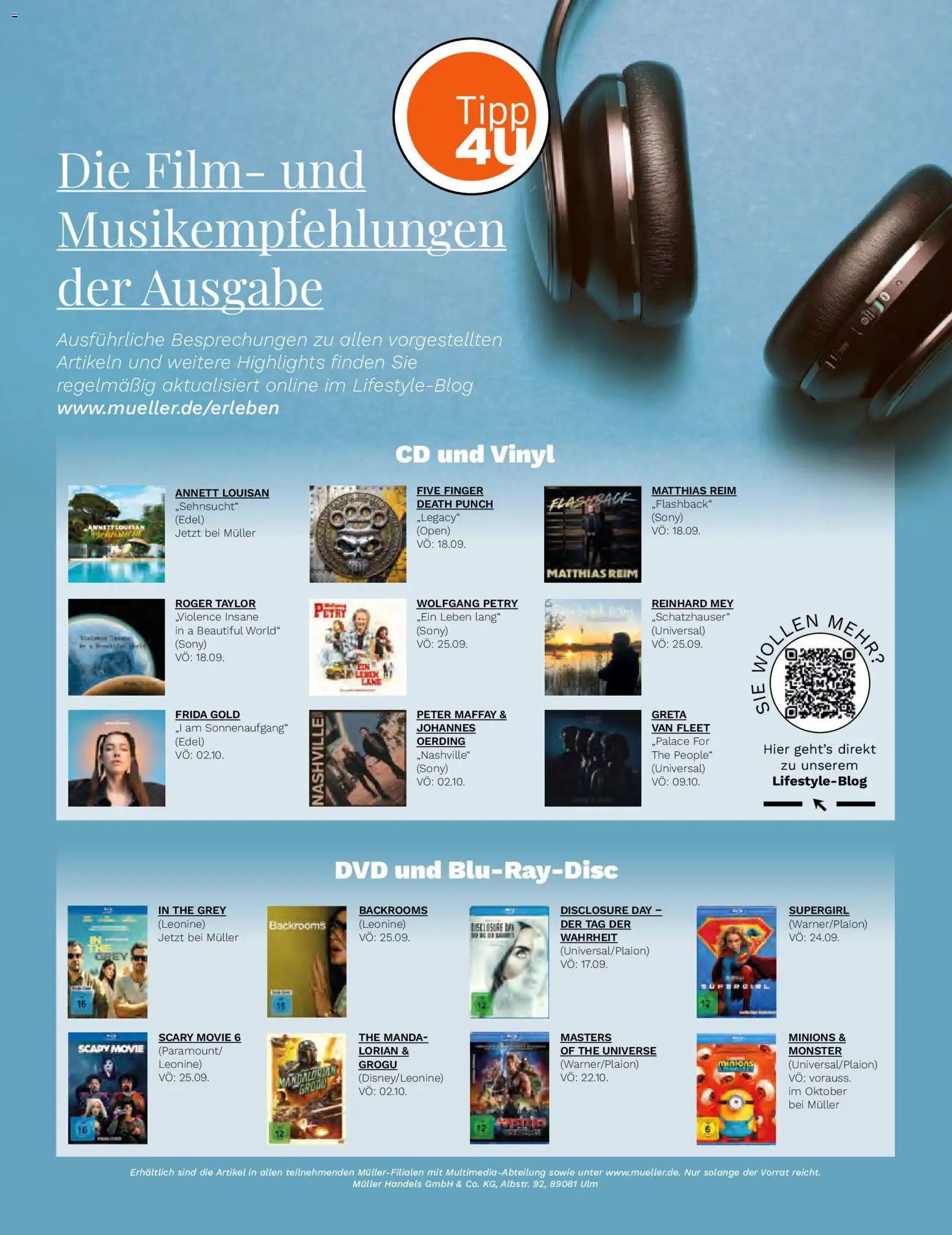 Vorschau von dem Prospekt des Geschäftes Müller, gültig ab dem 01.09.2026 - Sony, Monster, Dvd