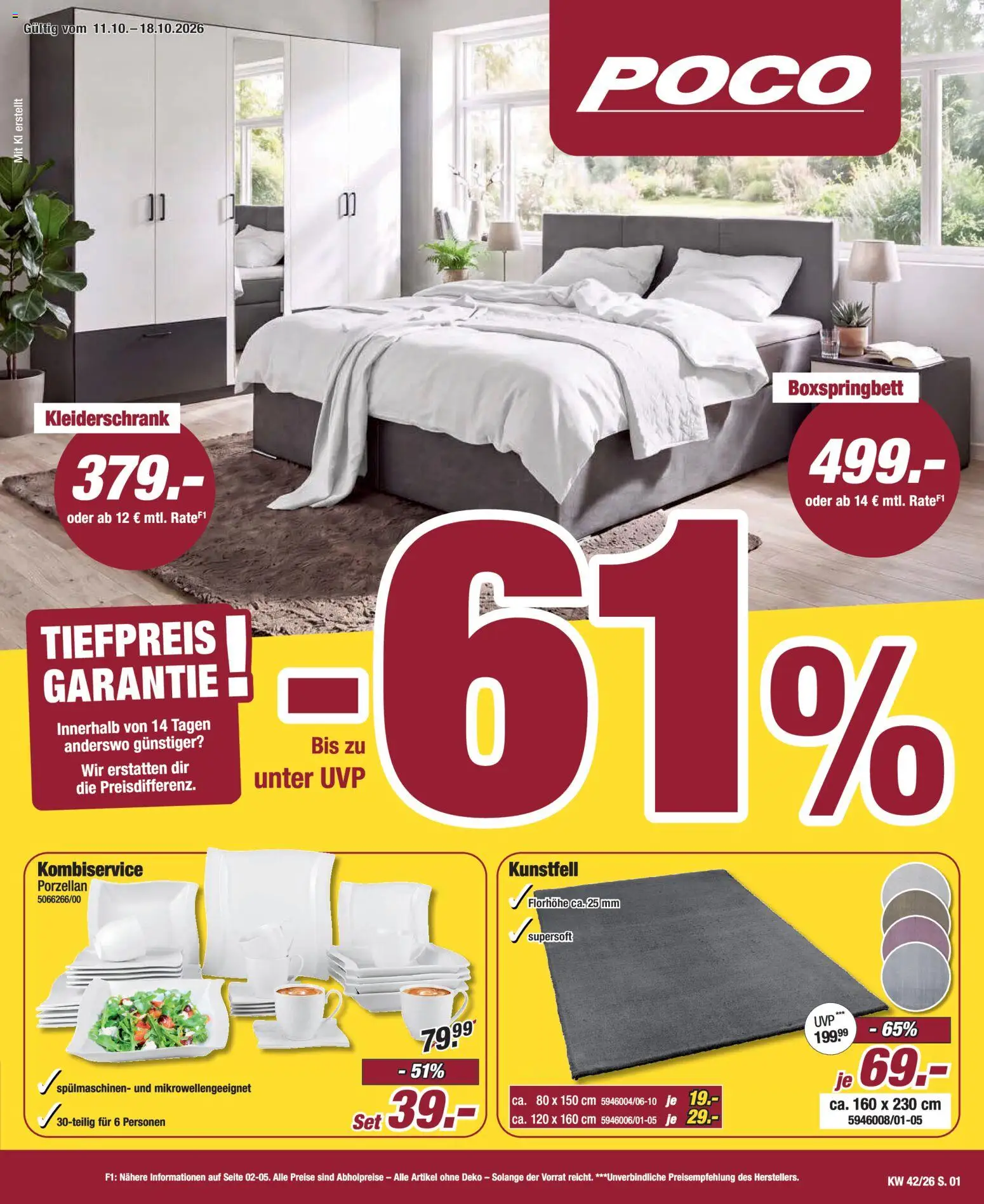 Vorschau von dem Prospekt des Geschäftes Poco, gültig ab dem 11.10.2026 - Kleiderschrank, Boxspringbett