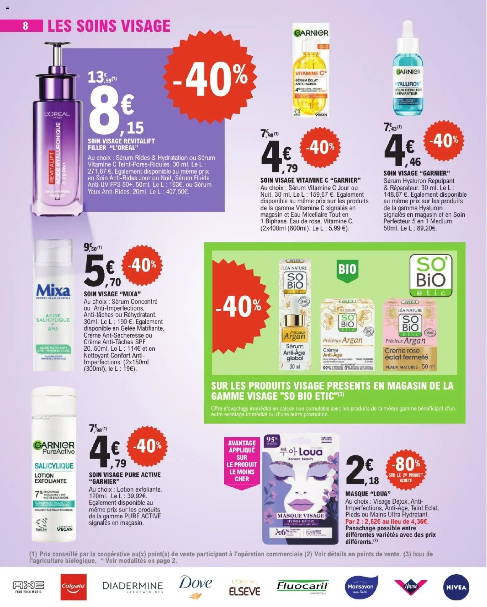 Prévisualisation de E.Leclerc Beaute automne du magasin E.Leclerc formulaire valide 01/09/2026 - Acide hyaluronique, Crème, Masque, Eau micellaire, Masque visage, Gelée, Monsavon, Masque Loua