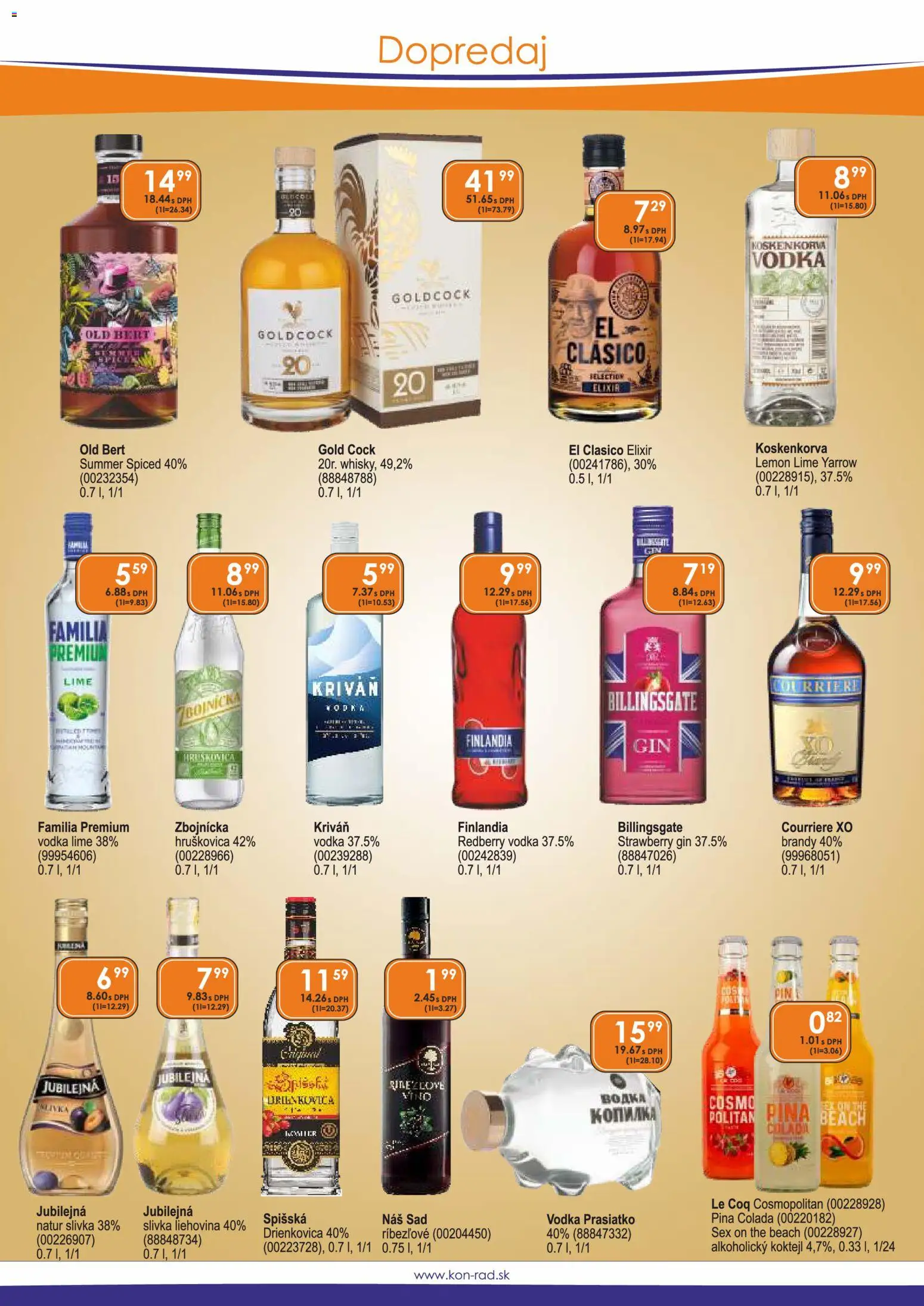 Náhľad KON - RAD letáku platného od 01.10.2026 - Vodka, Gin, Finlandia, Hruškovica