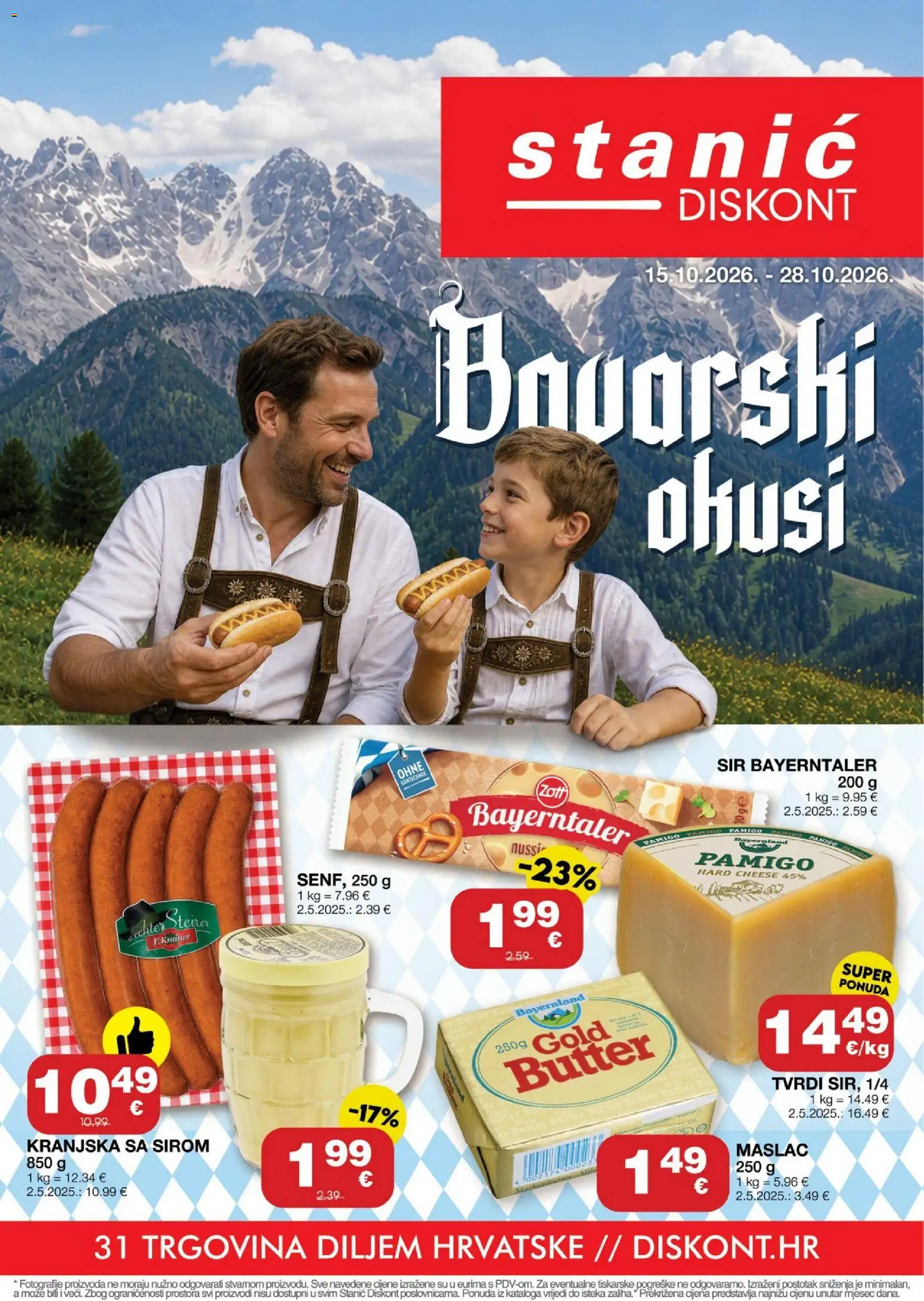 Pregled letka Stanić Diskont Katalog trgovine Stanić Diskont vrijedi od 15.10.2026 - Maslac, Sir