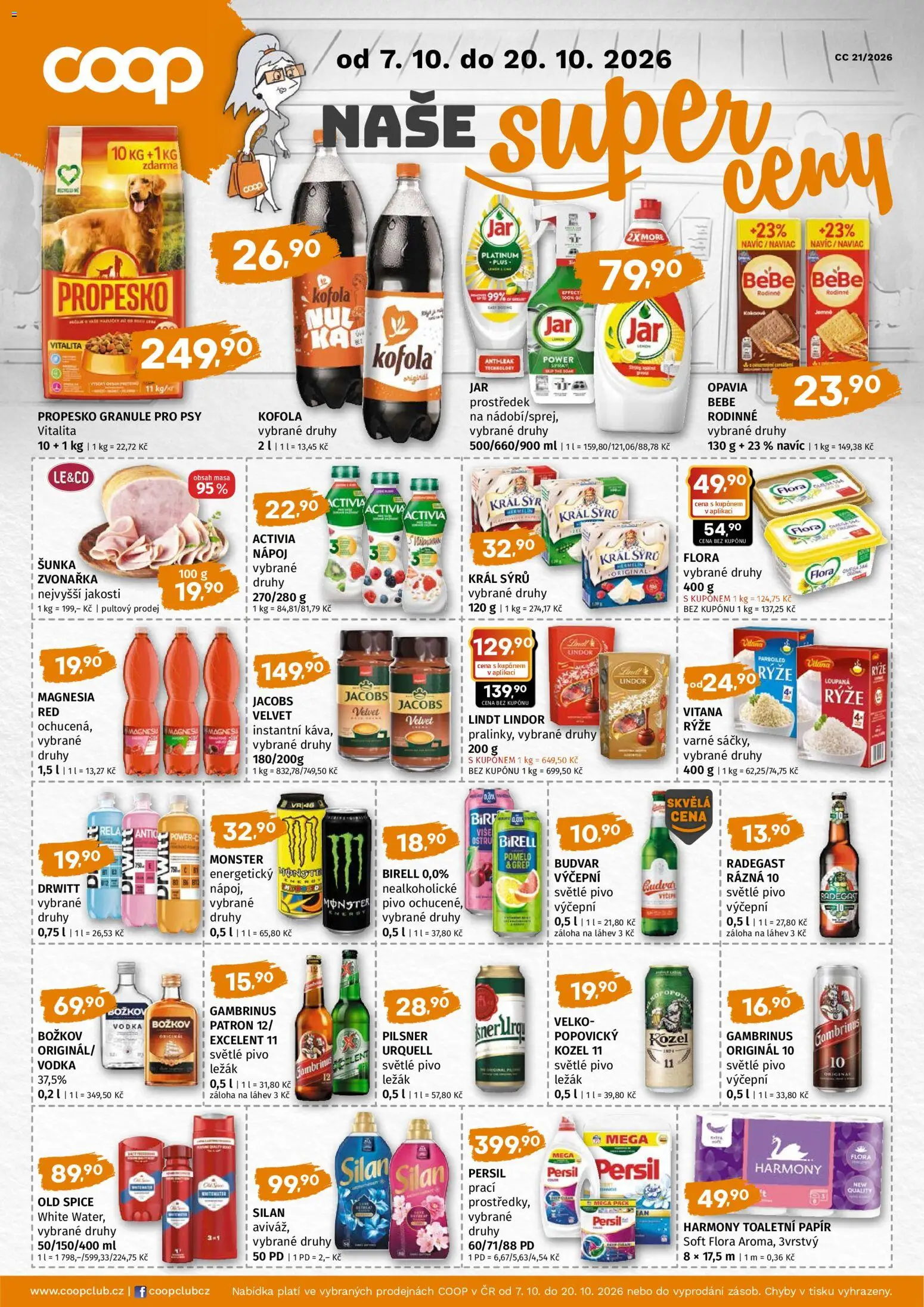 Náhled nabídky: Coop Coop leták - Super cena platný od 07.10.2026 - Pivo, Kozel, Drwitt, Pilsner, Grep, Propesko, Propesko granule, Lindt lindor