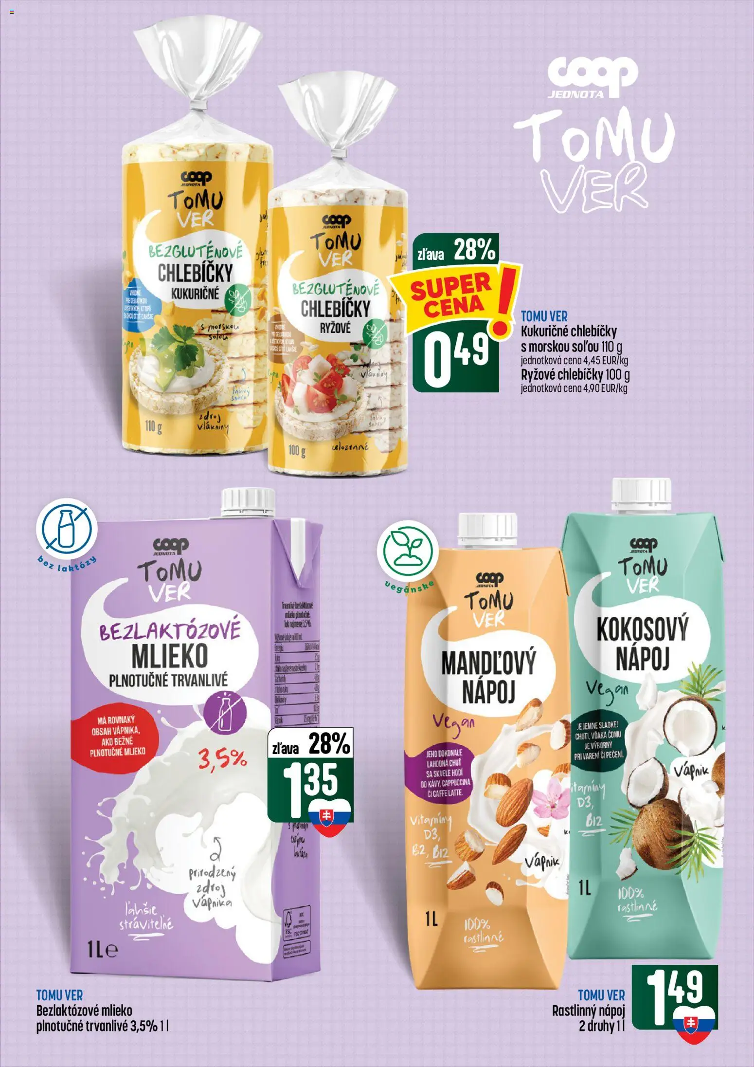 Náhľad COOP Jednota letáku platného od 08.10.2026 - Mlieko, Ryžové chlebíčky, Bezlaktózové mlieko