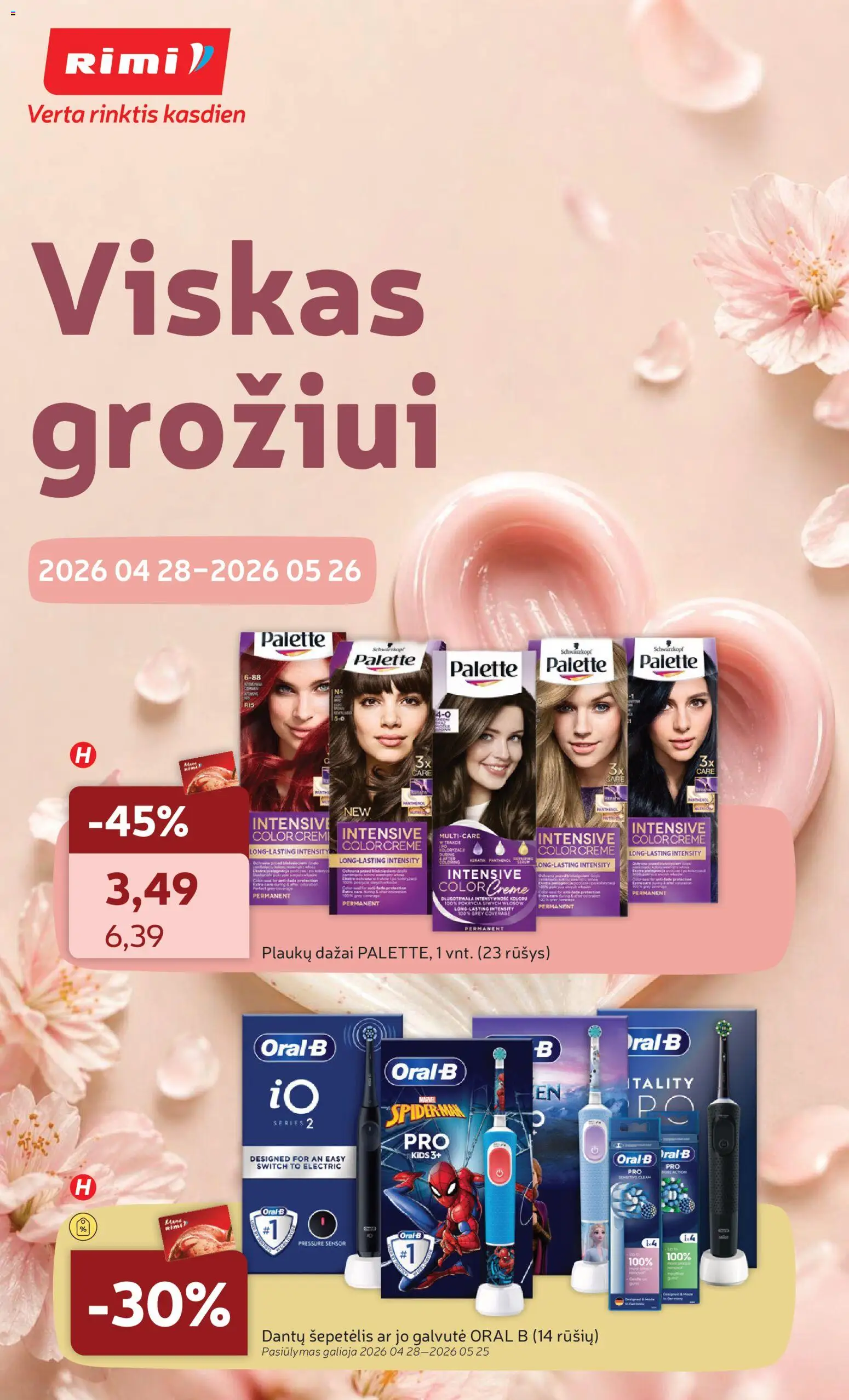 Rimi parduotuvės leidinio Rimi leidinys - Grožio prekių katalogas galiojančio nuo 2026.04.28 peržiūra - Šepetėlis