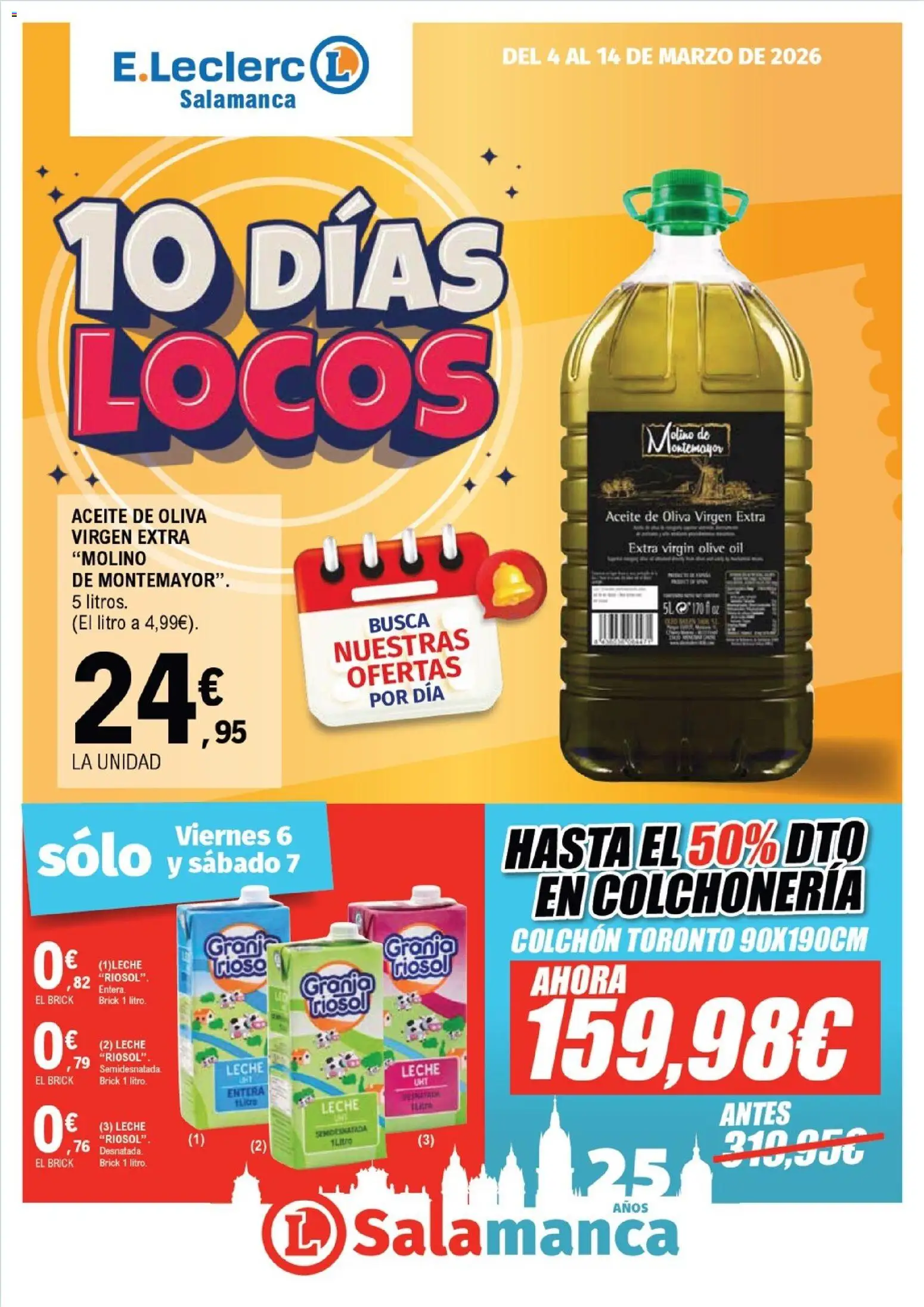 Vista previa del folleto de la tienda E.Leclerc válido desde el 04/03/2026 - Aceite de oliva, Colchon, Aceite, Aceite de oliva virgen extra, Leche, Leche entera