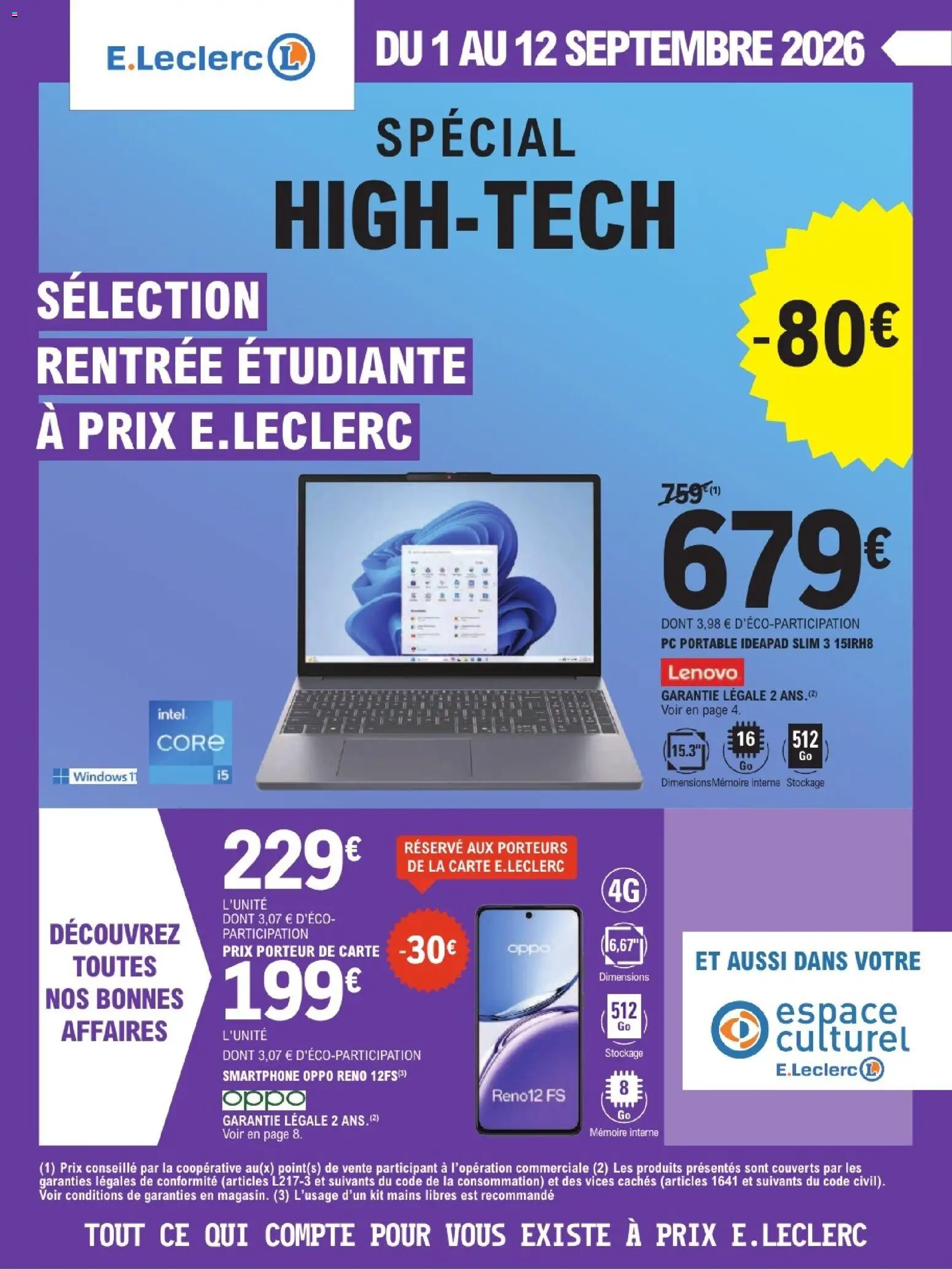 Prévisualisation de E.Leclerc High-tech rentree des etudiants du magasin E.Leclerc formulaire valide 01/09/2026