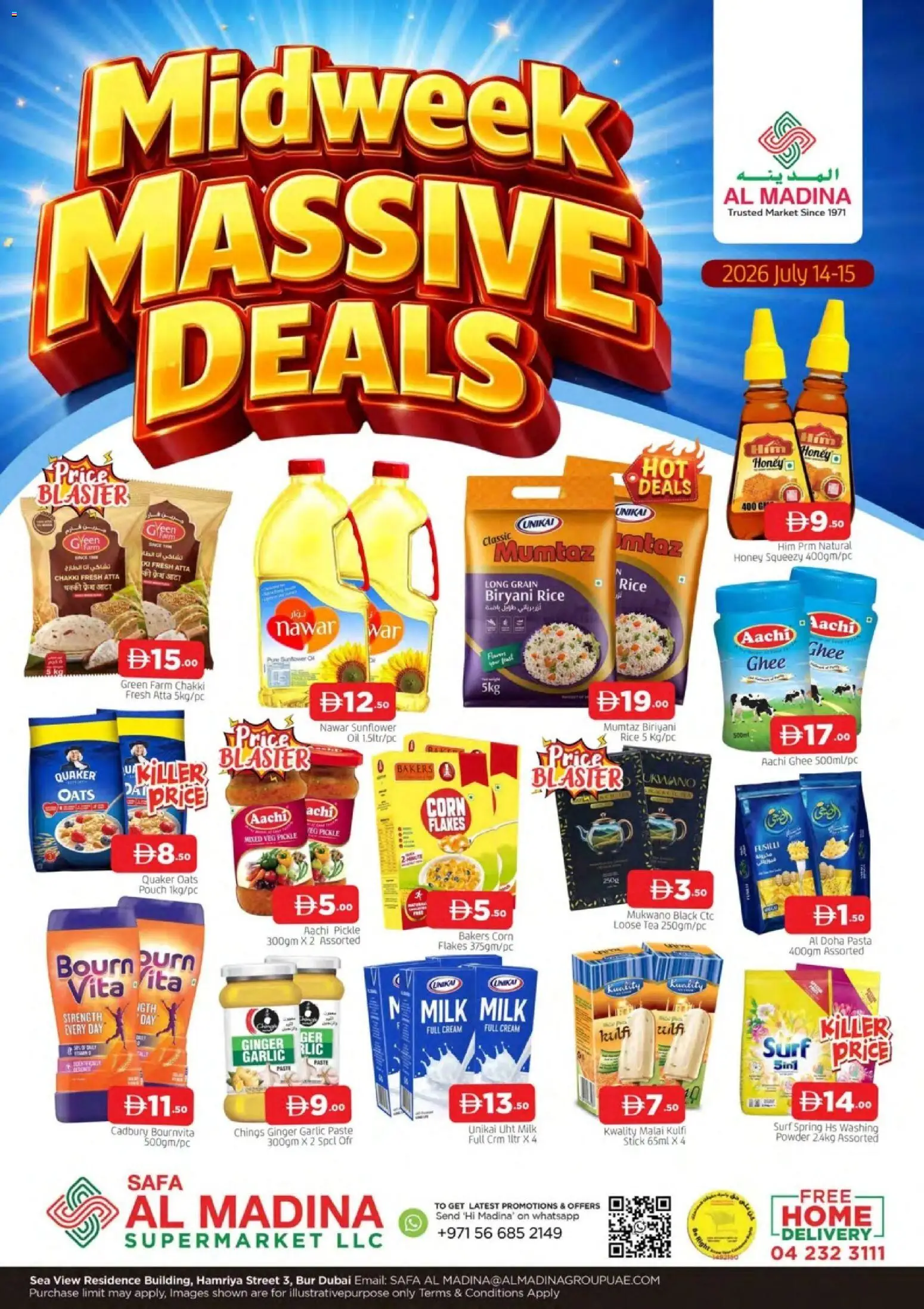 Preview of the catalogue Al Madina catalogue Midweek Massive Deals of store Al Madina valid from 14 Jul, 2026