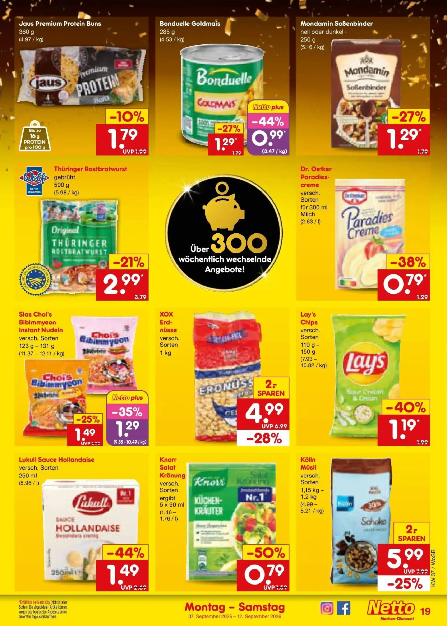 Vorschau von dem Prospekt des Geschäftes Netto Marken-Discount, gültig ab dem 07.09.2026 - Kuchen, Nudeln, Milch, Nüsse, Knorr, Creme, Kolln, Musli
