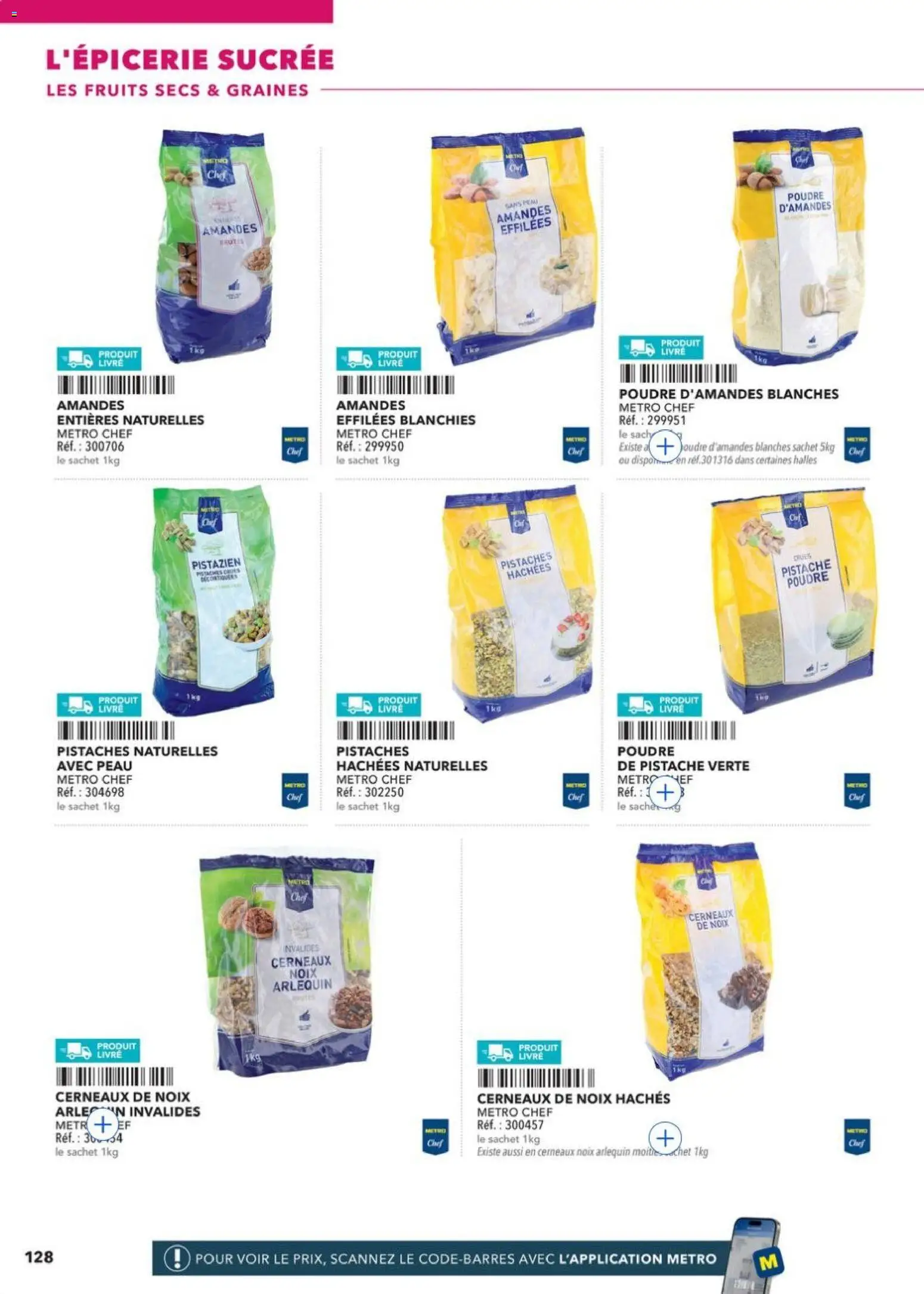 Prévisualisation de METRO - Restauration rapide du magasin METRO formulaire valide 14/04/2026 - Livre, Noix, Amandes, Graines, Cerneaux de noix, Amandes effilées, Fruits secs, Pistaches