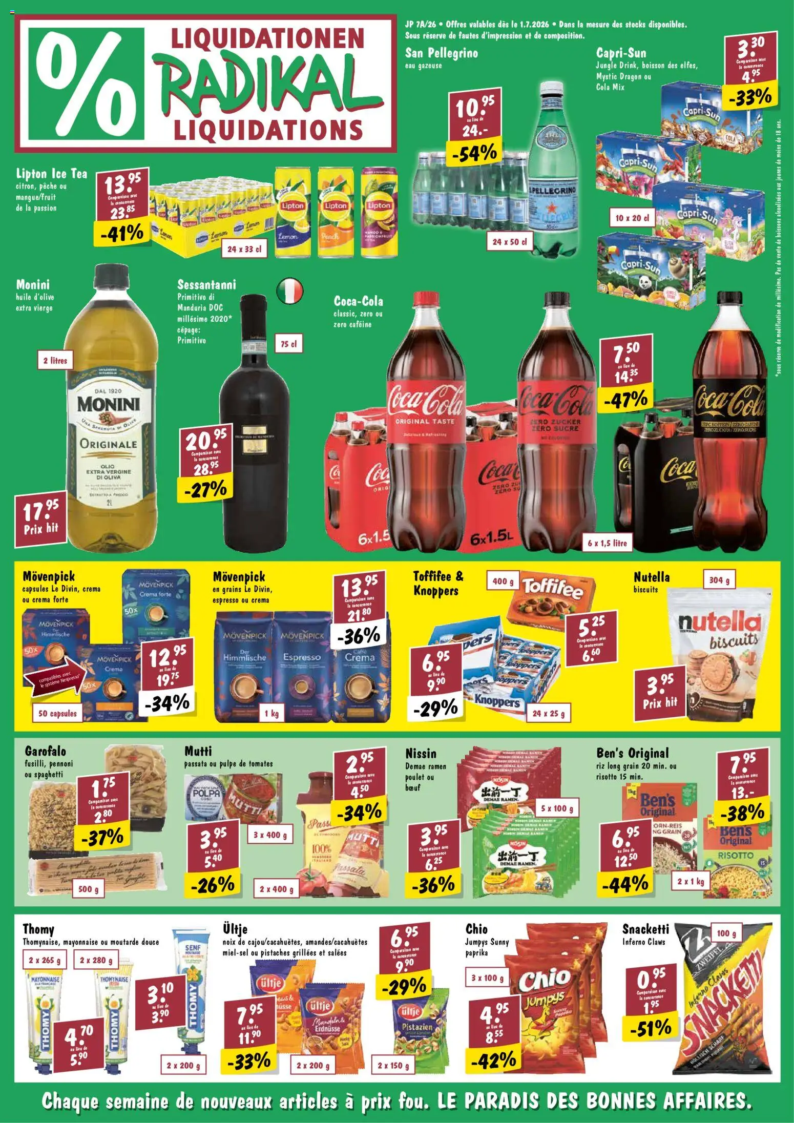 Vorschau des Merkblatts Radikal aktionen FR vom Shop Radikal gültig von 01.07.2026 bis 07.07.2026 - Mango, Paprika, Nutella, Mayonnaise, Zucker, Erdnüsse