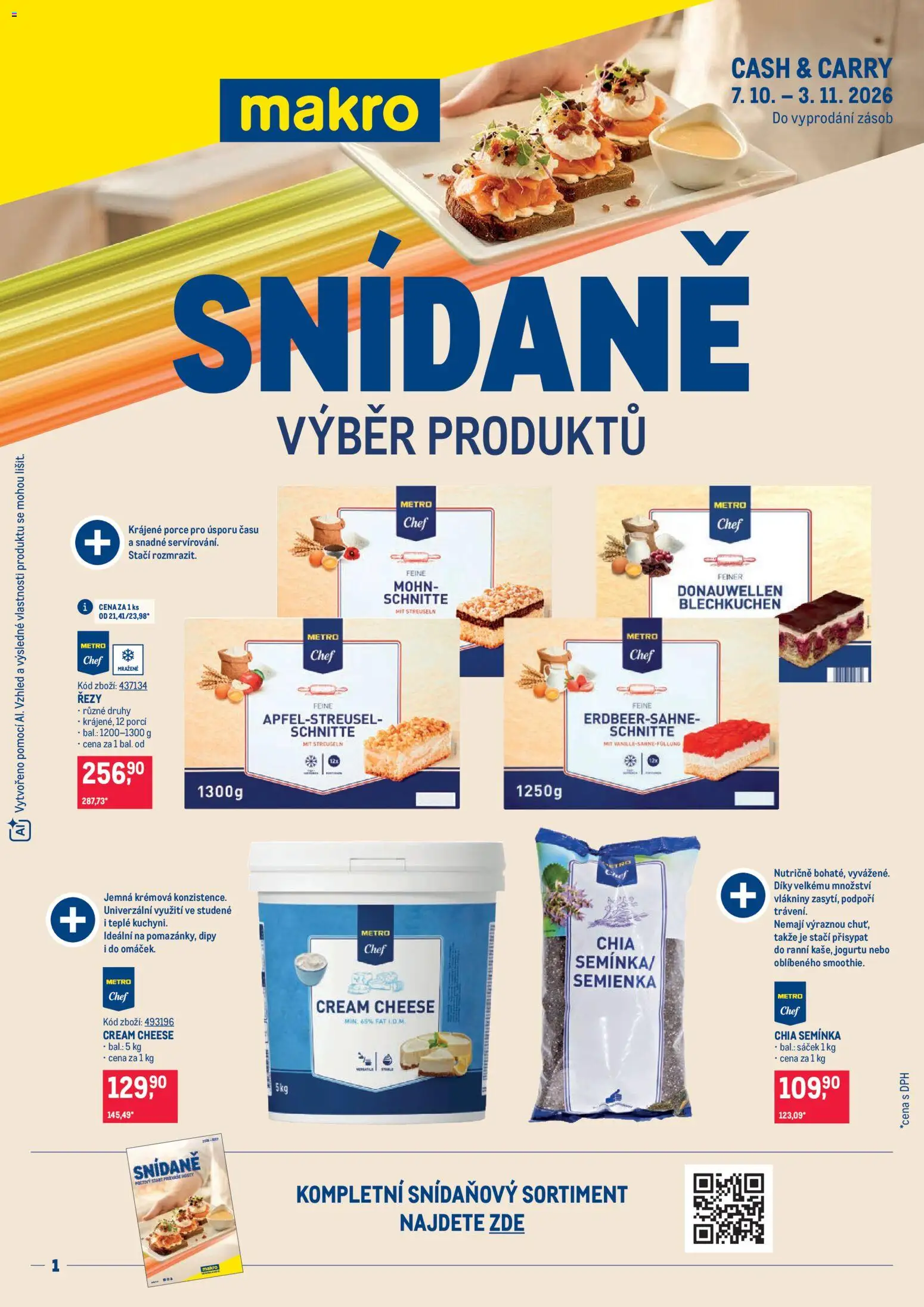Náhled nabídky: Makro Makro leták - Snídaně platný od 07.10.2026 - Chia semínka, Cream cheese, Chia, Semínka