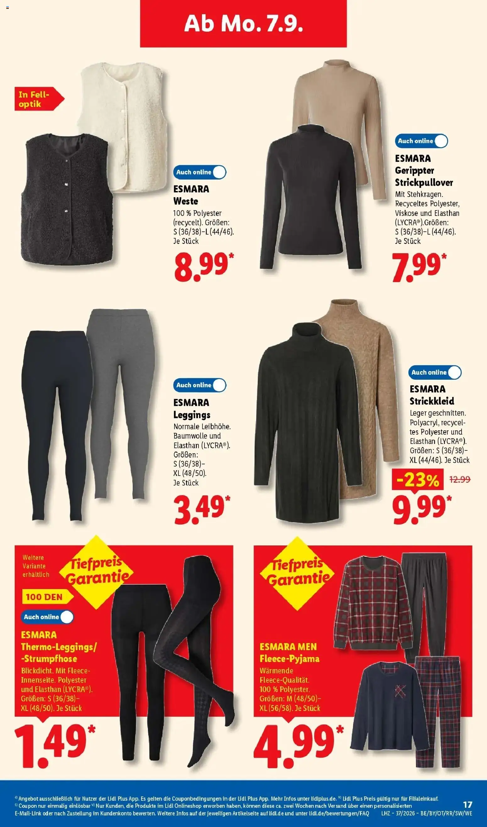 Vorschau von dem Prospekt des Geschäftes Lidl, gültig ab dem 07.09.2026 - Leggings, Weste, Strumpfhose