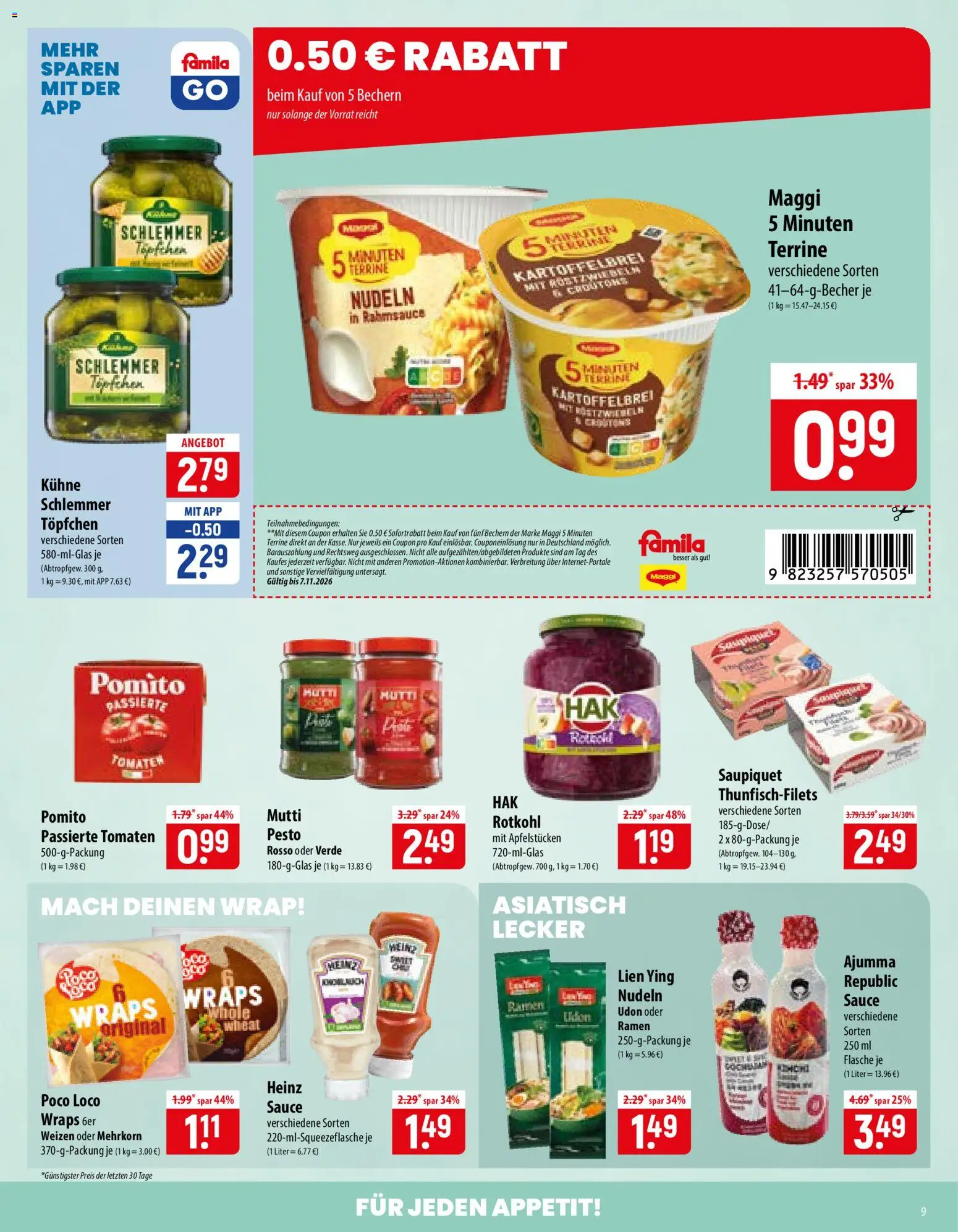 Vorschau von dem Prospekt des Geschäftes Famila, gültig ab dem 02.11.2026 - Maggi, Nudeln, Rotkohl, Tomaten