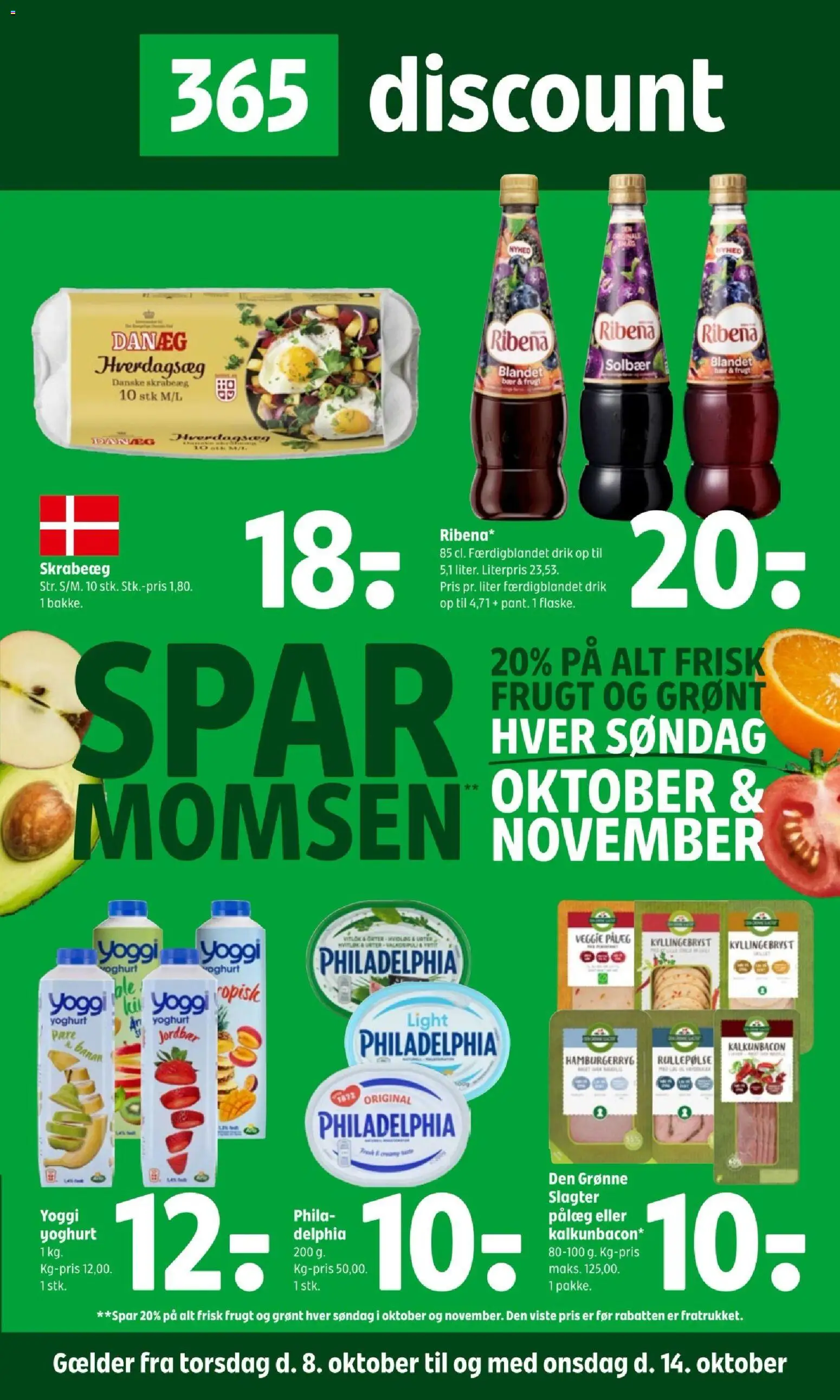Eksempel på tilbudsavis Coop 365 - Tilbudsavis uge 41 fra butik Coop 365 gyldig fra 08/10/2026 - Hamburgerryg, Pålæg, Yoghurt, Solbær, Rullepølse