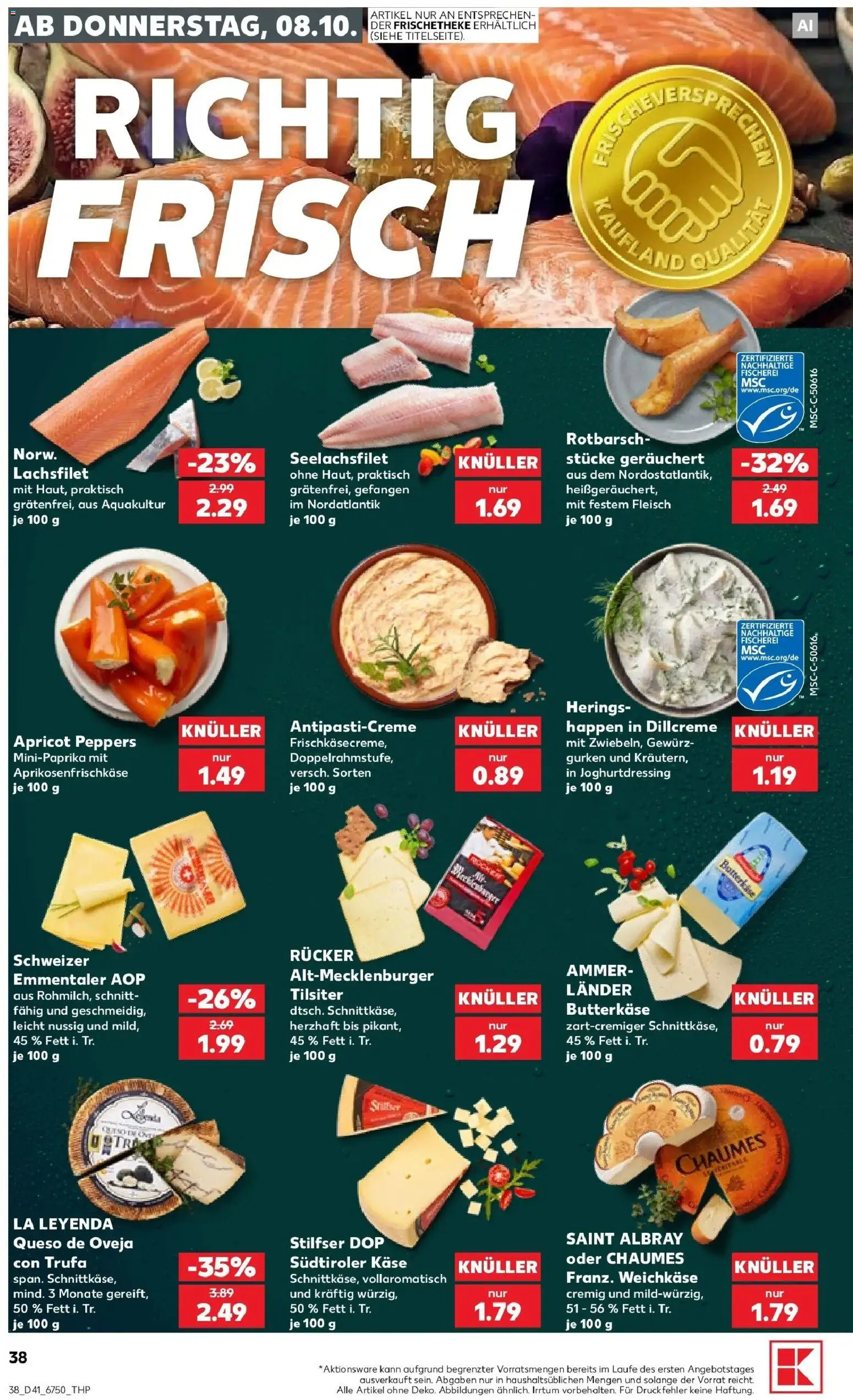 Vorschau von dem Prospekt des Geschäftes Kaufland, gültig ab dem 05.10.2026 - Käse, Fleisch, Gurken