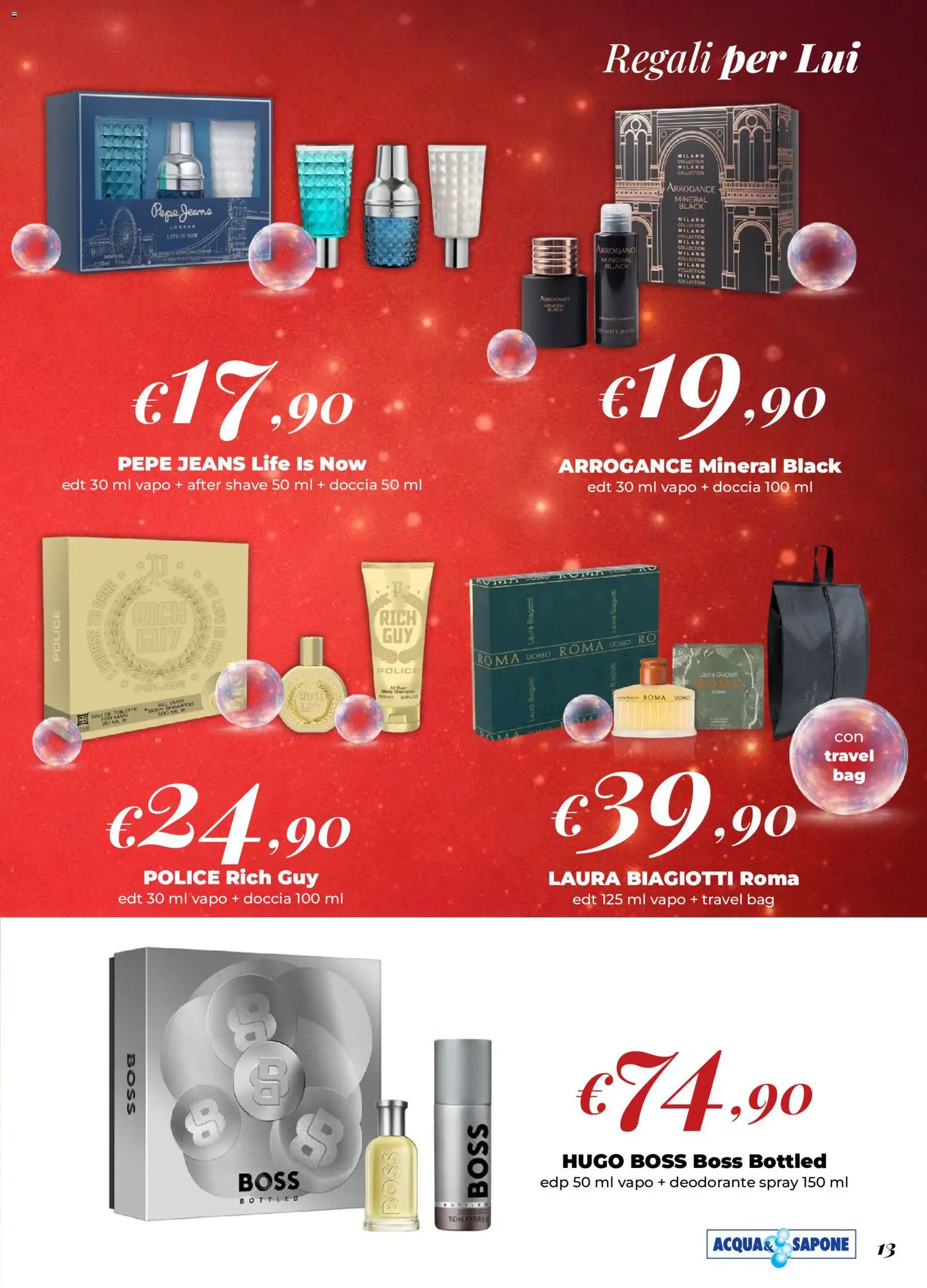 Anteprima dell'opuscolo Acqua e Sapone volantino Natale dal negozio Acqua e Sapone valido da 02/11/2026 - Jeans, Pepe, Doccia, Deodorante, Sapone, Tè