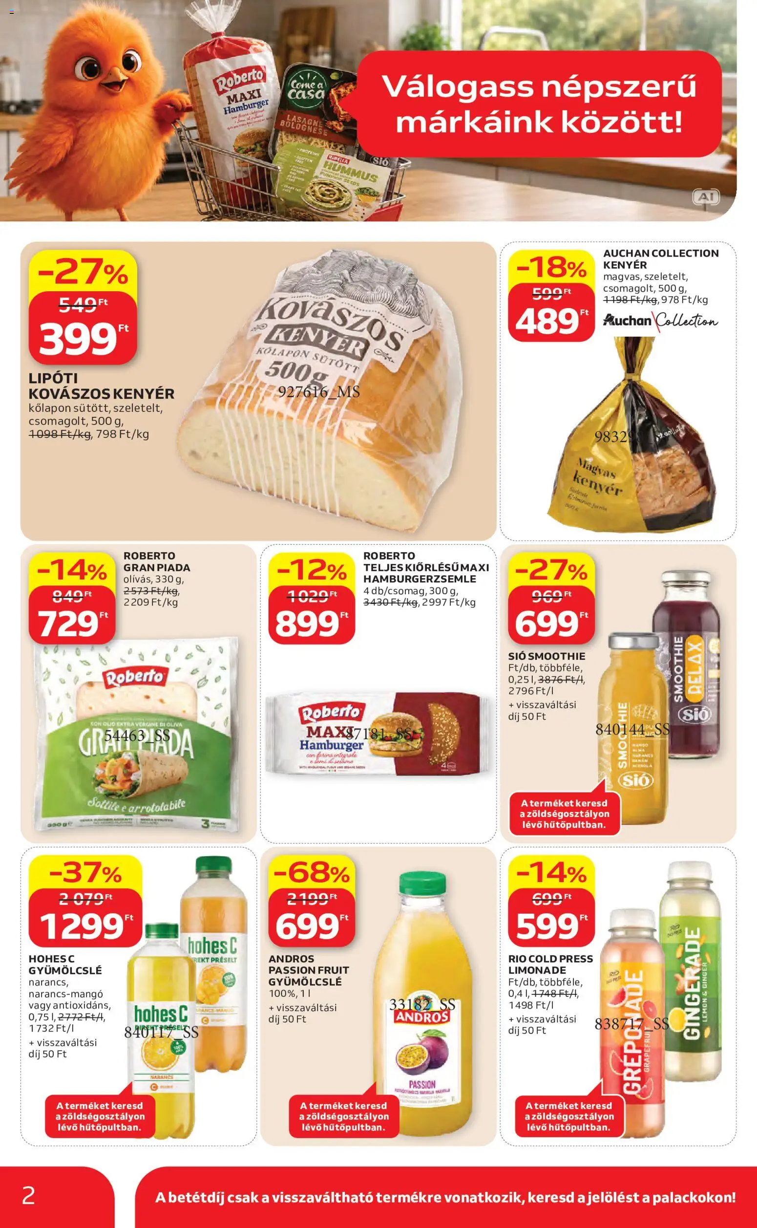 Auchan - Auchan Kedvenc Márkáink megtekintése, amely érvényes 2026.09.10.-től - Hamburger, Lasagne, Smoothie, Grapefruit, Narancs, Limonádé, Gyümölcslé, Hamburgerzsemle