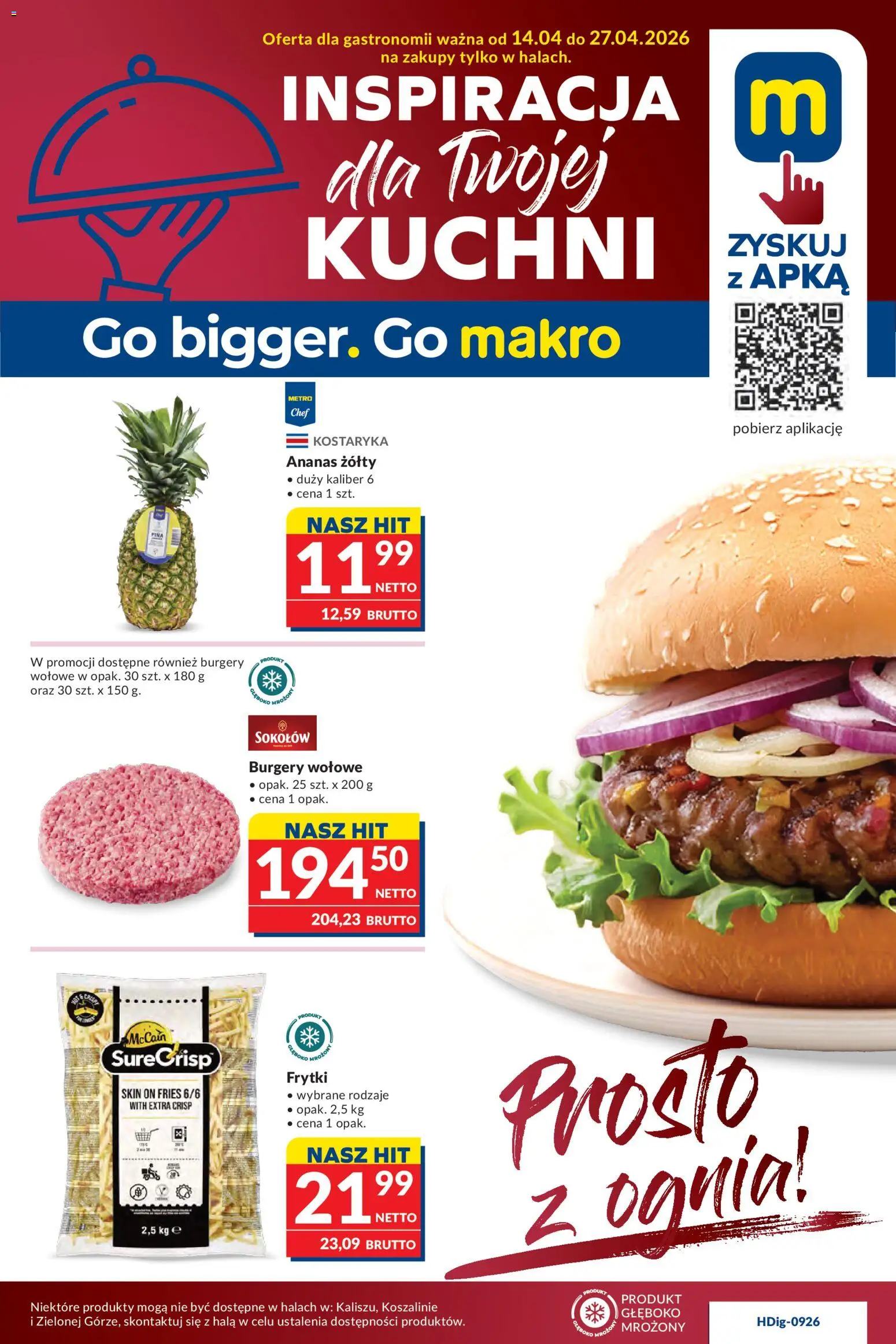 Pogląd gazetki "Makro gazetka - Oferta dla gastronomii" ze sklepu Makro ważnej od 14.04.2026 - Frytki, Ananas, Burgery wolowe