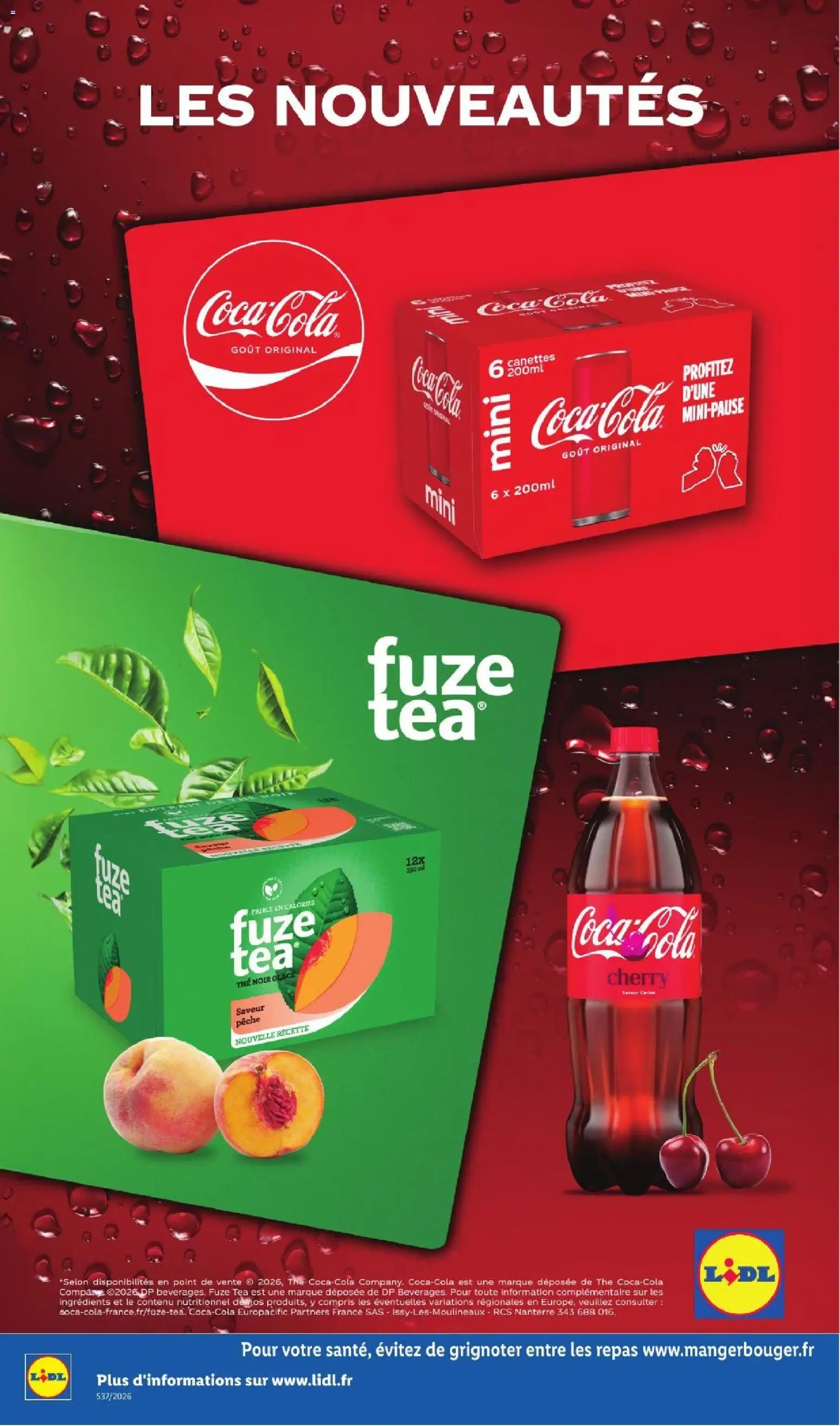 Prévisualisation de LIDL catalogue du magasin LIDL formulaire valide 10/09/2026 - Glace, Pêche, Coca cola, Coca, Fuze Tea, Thé noir, Ingrédients, Coca cola gout original