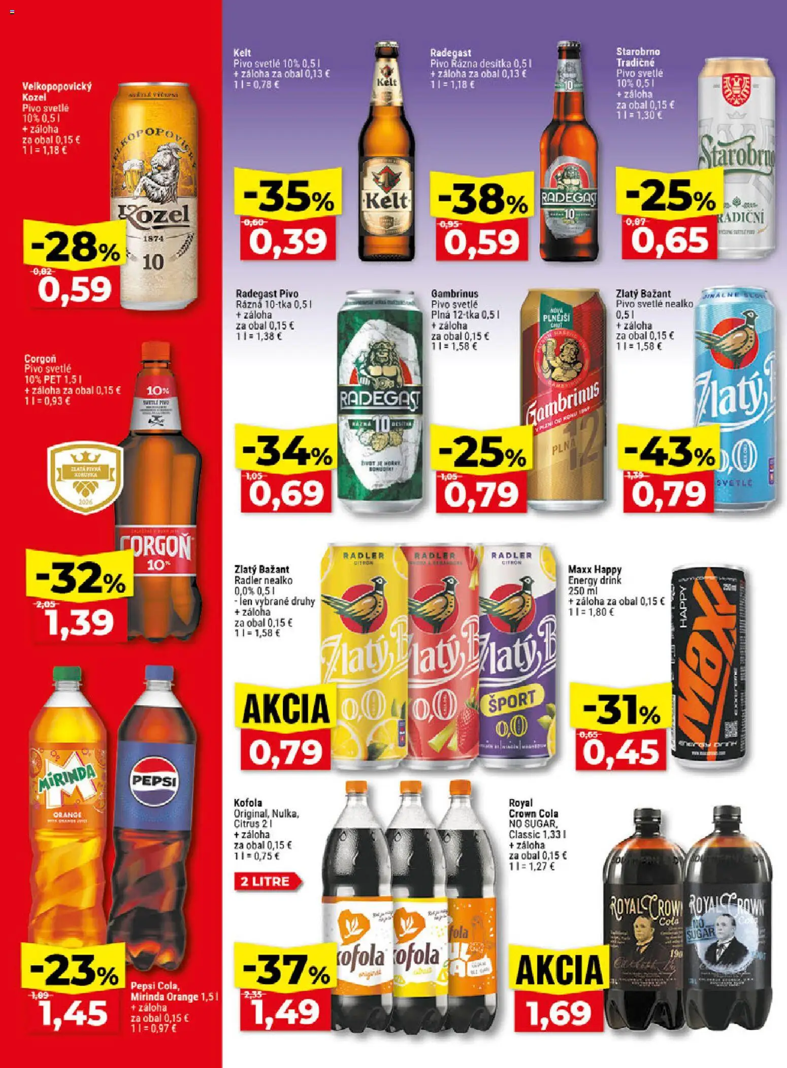 Náhľad Klas letáku platného od 12.10.2026 - Kofola, Radegast, Pepsi, Radler, Gambrinus, Zlatý Bažant, Corgoň, Mirinda