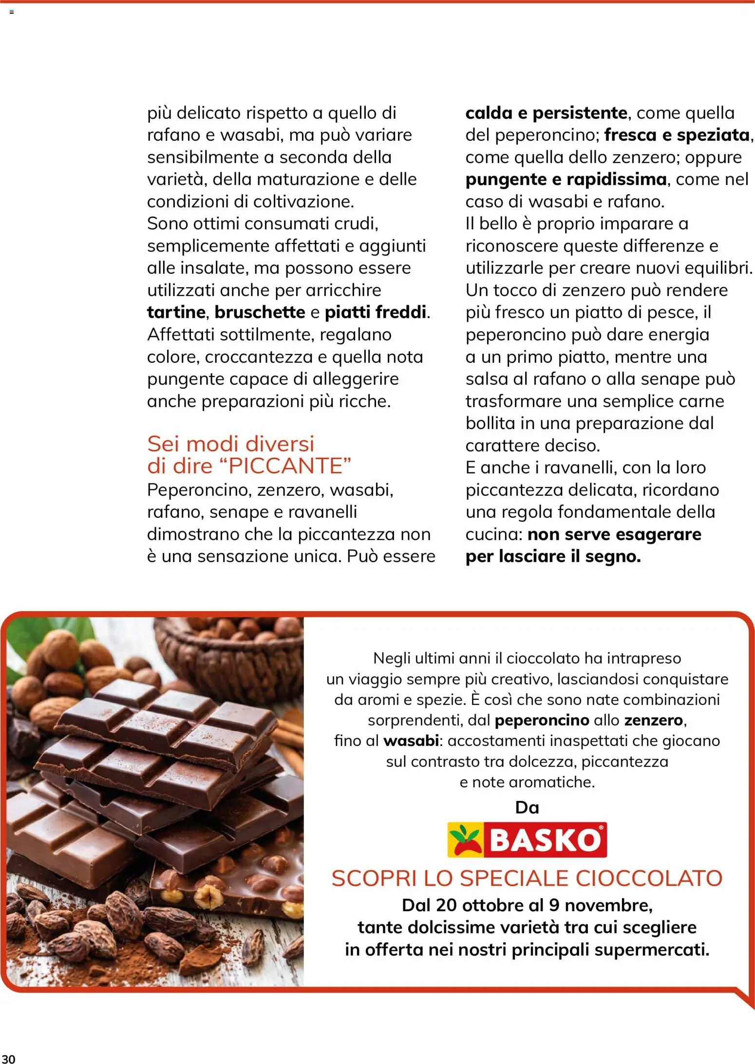 Anteprima dell'opuscolo Basko volantino Magazine ottobre dal negozio Basko valido da 12/10/2026 - Carne, Cioccolato, Zenzero, Piatto, Rafano, Peperoncino, Ravanelli, Senape