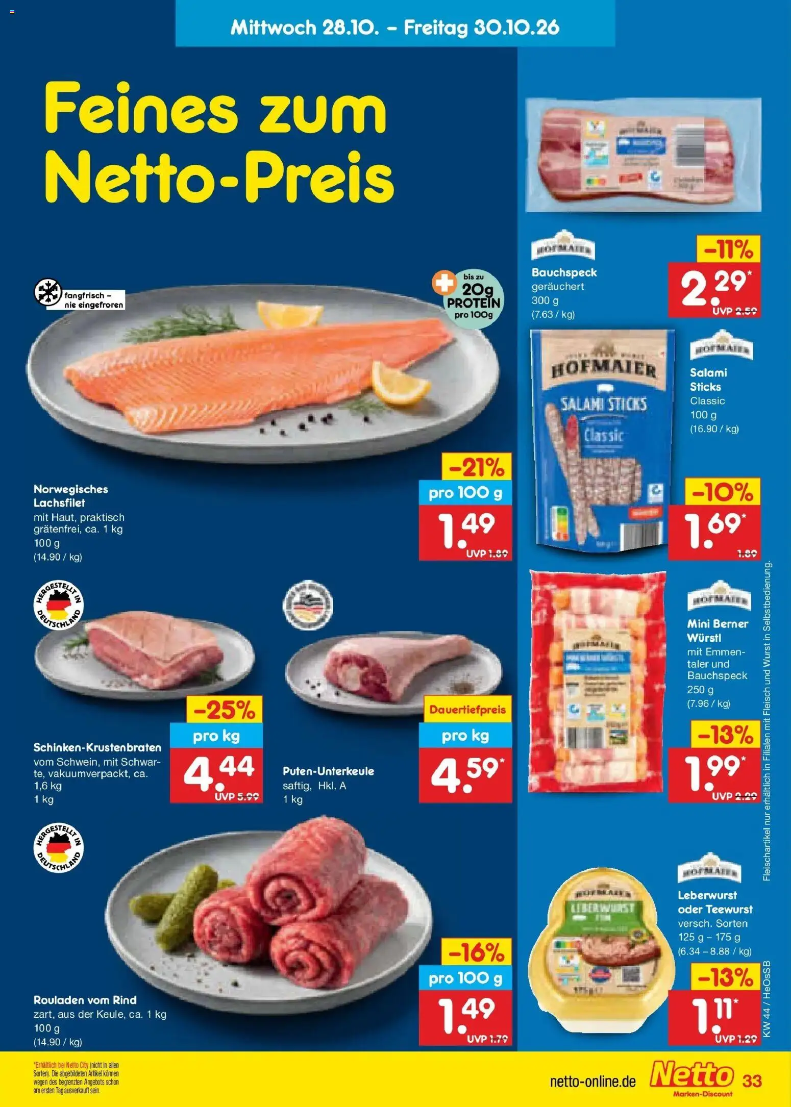 Vorschau von dem Prospekt des Geschäftes Netto Marken-Discount, gültig ab dem 26.10.2026 - Wurst, Fleisch, Salami