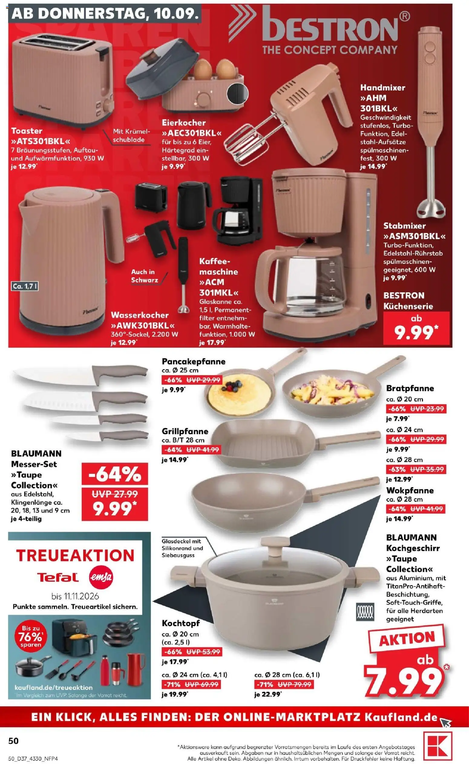 Vorschau von dem Prospekt des Geschäftes Kaufland, gültig ab dem 10.09.2026 - Kaffee, Wasserkocher, Toaster, Stabmixer, Eierkocher, Handmixer
