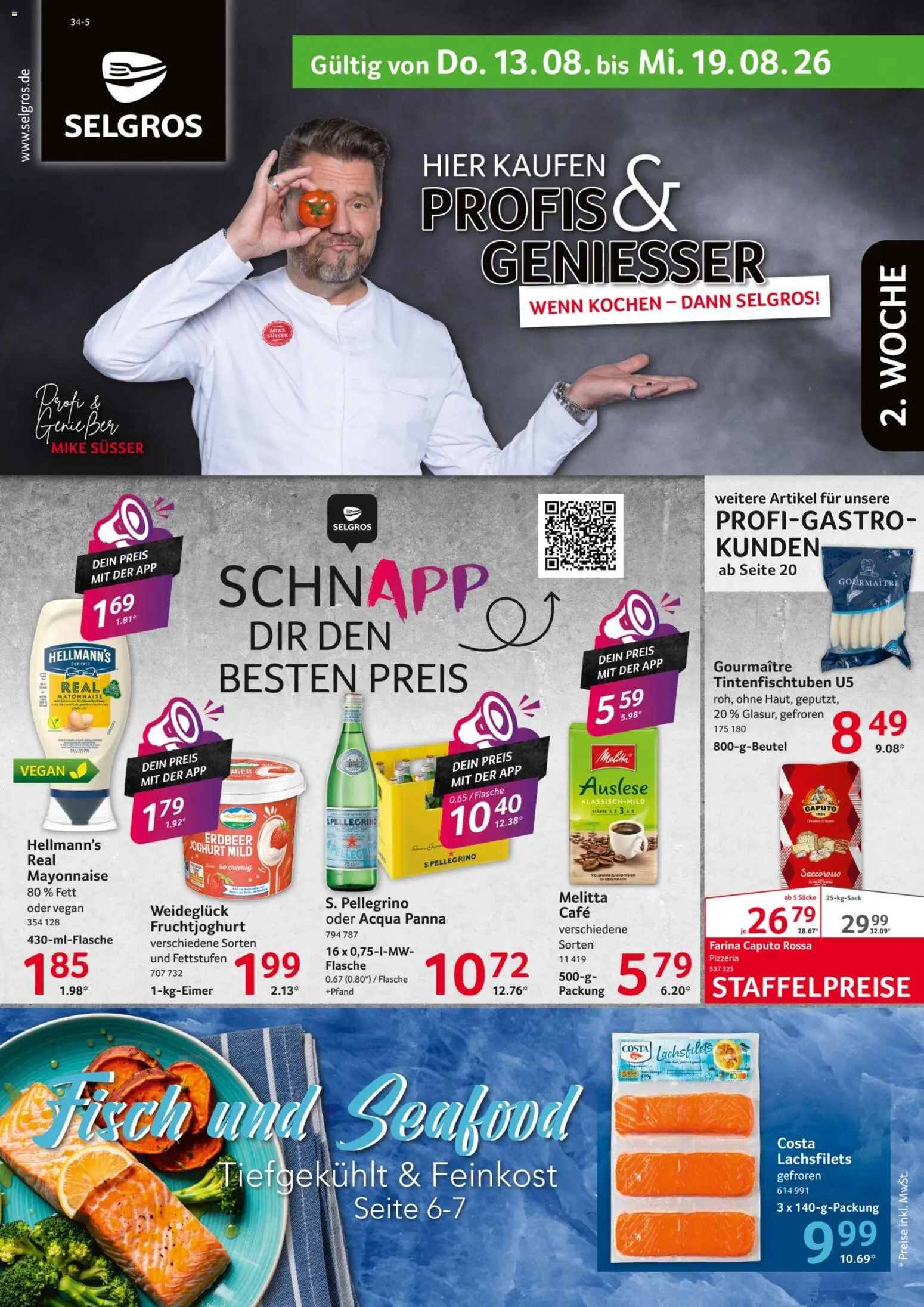 Vorschau von dem Prospekt des Geschäftes Selgros, gültig ab dem 13.08.2026 - Fisch, Joghurt, Mayonnaise, Melitta, Fruchtjoghurt